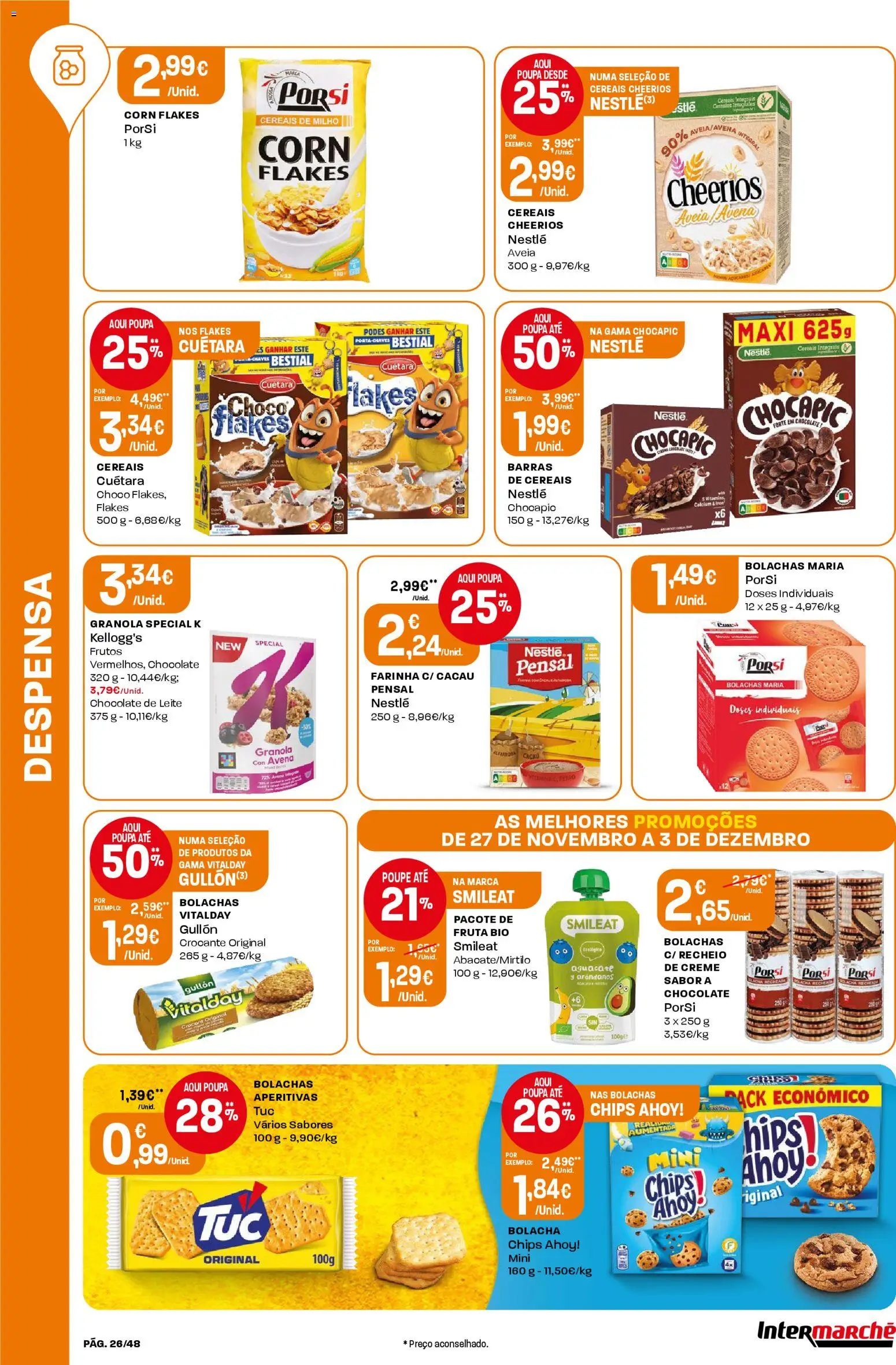 Intermarché - Black Friday │ válido de 27.11.2025 | Página: 26 | Produtos: Granola, Nestlé, Chocolate, Milho