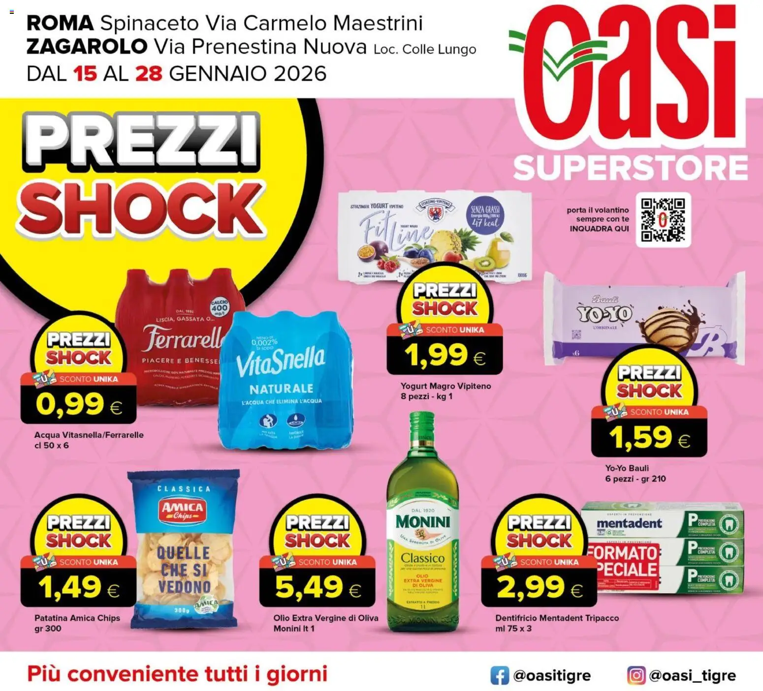Volantino Oasi del 15.01.2026 | Pagina: 1 | Prodotti: Dentifricio, Acqua, Olio, Olive