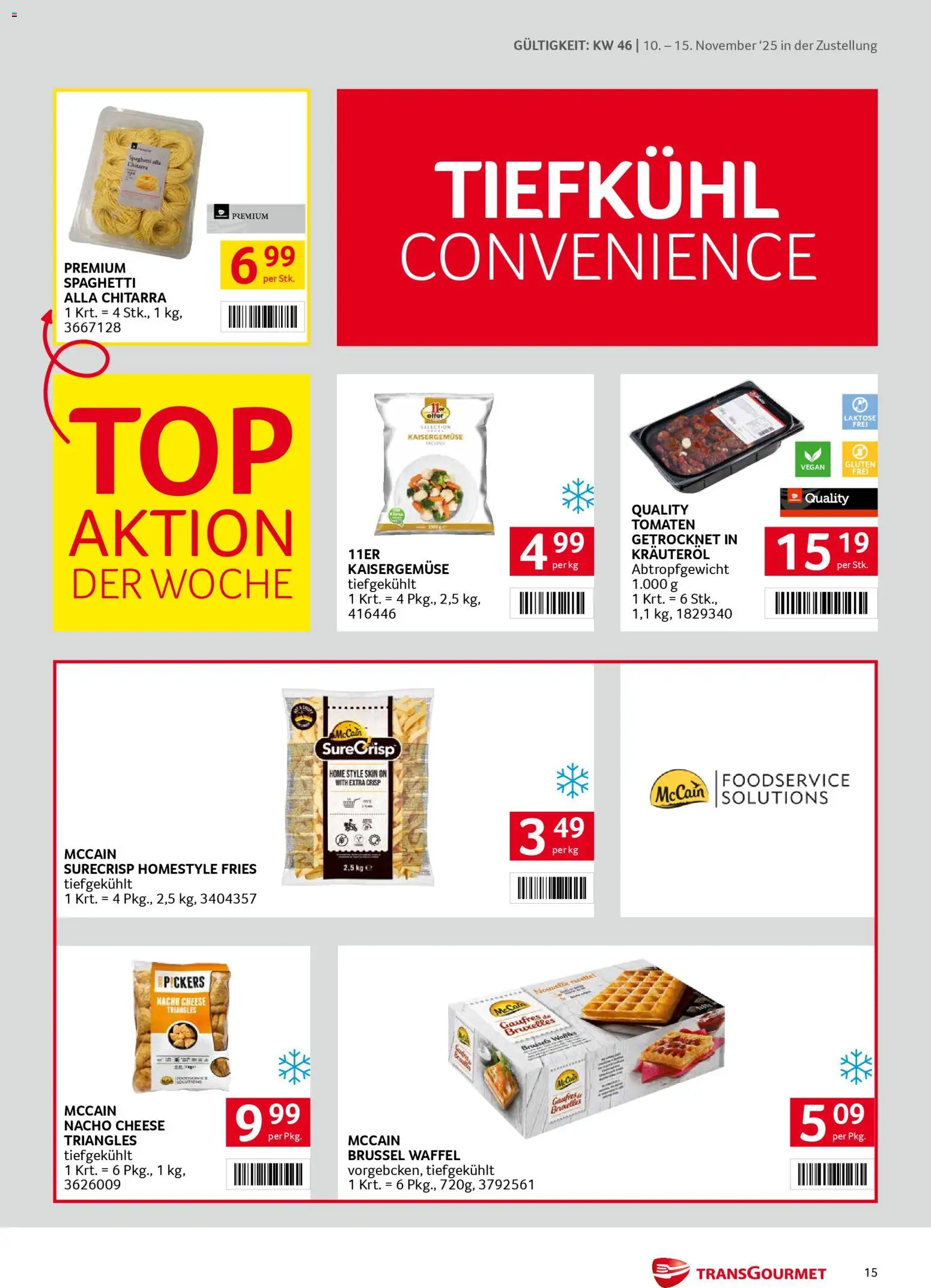 Transgourmet Zustellaktion gültig ab 10.11.2025 | Seite: 15 | Produkte: Hajdina liszt, Tomaten