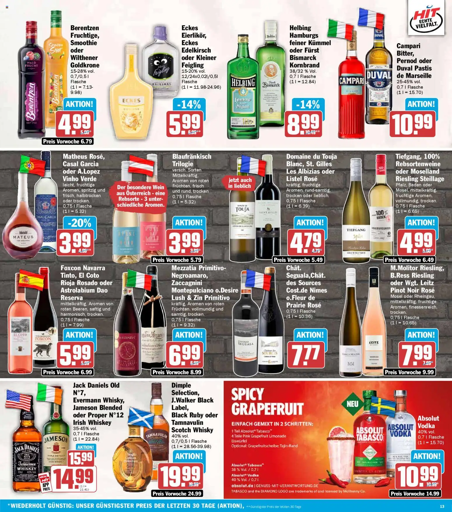 HIT Prospekt 	 – gültig ab 20.04.2026 | Seite: 13 | Produkte: Wilthener, Jack Daniel's, Whiskey, Berentzen