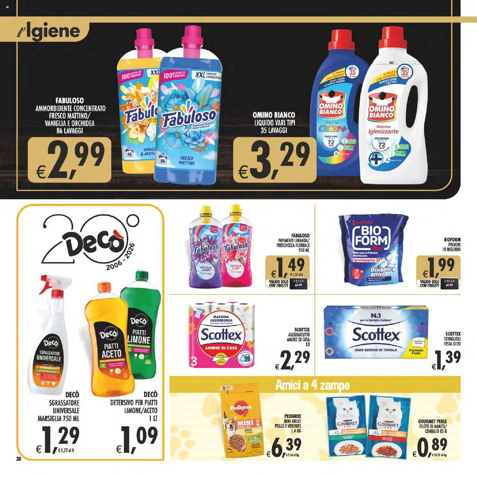 Volantino Decò del 17.03.2026 | Pagina: 30 | Prodotti: Pollo, Ammorbidente, Detersivo per piatti, Asciugatutto