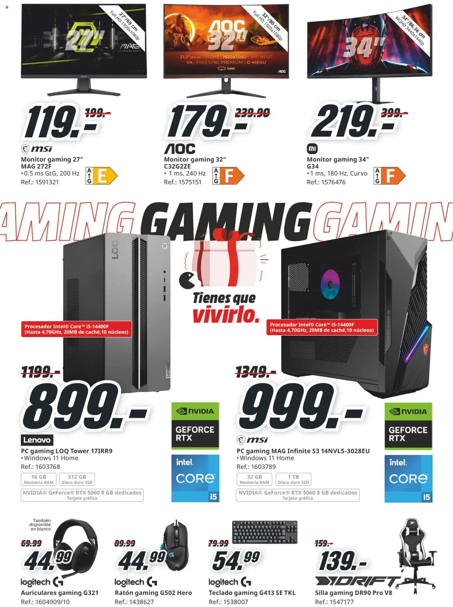 Media Markt folleto │ válido desde el 26.12.2025 | Página: 18 | Productos: Ratón gaming, Monitor, Auriculares, Silla