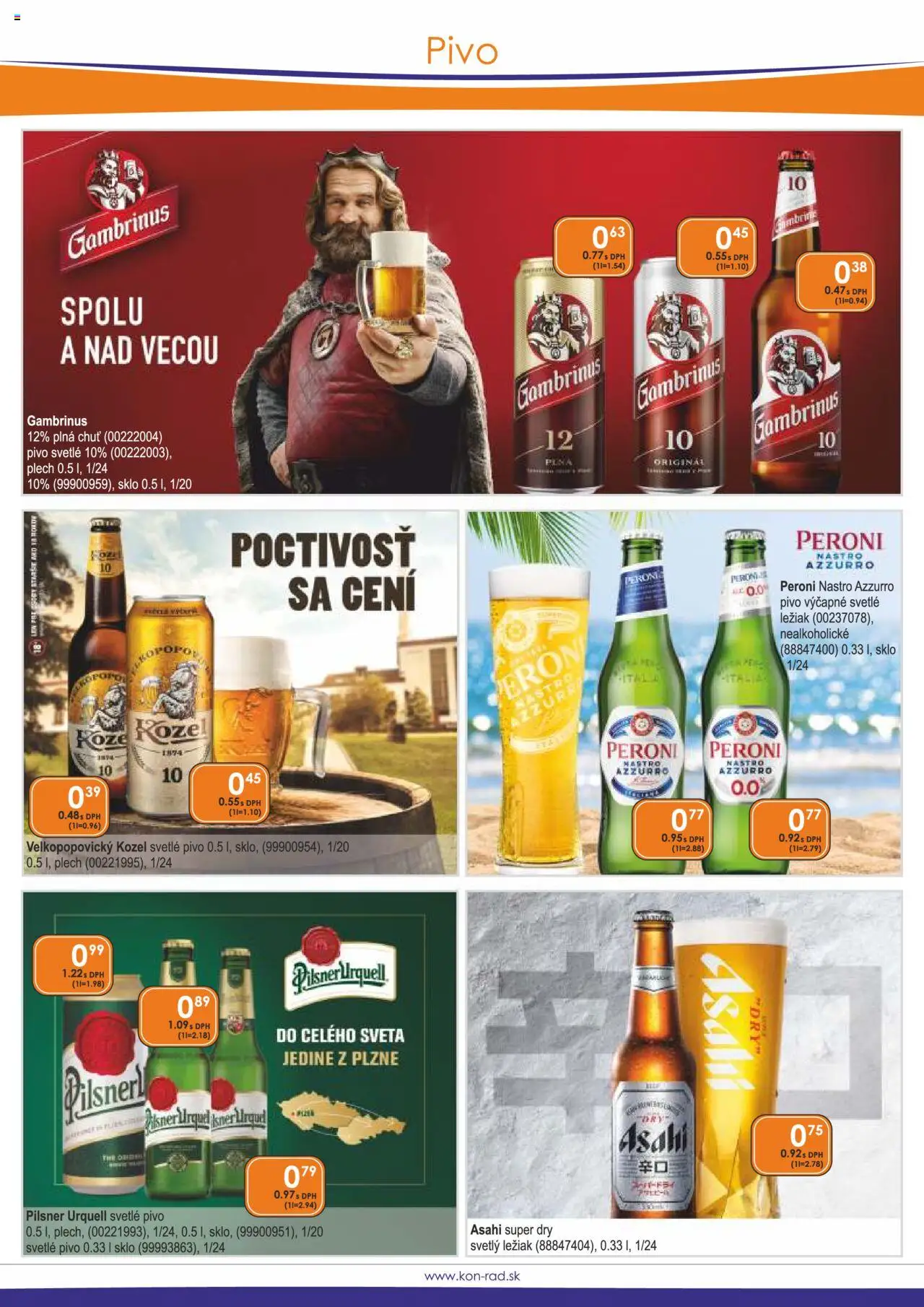KON - RAD leták │ platný od 01.08.2025 | Strana: 19 | Produkty: Pivo, Pilsner Urquell, Gambrinus