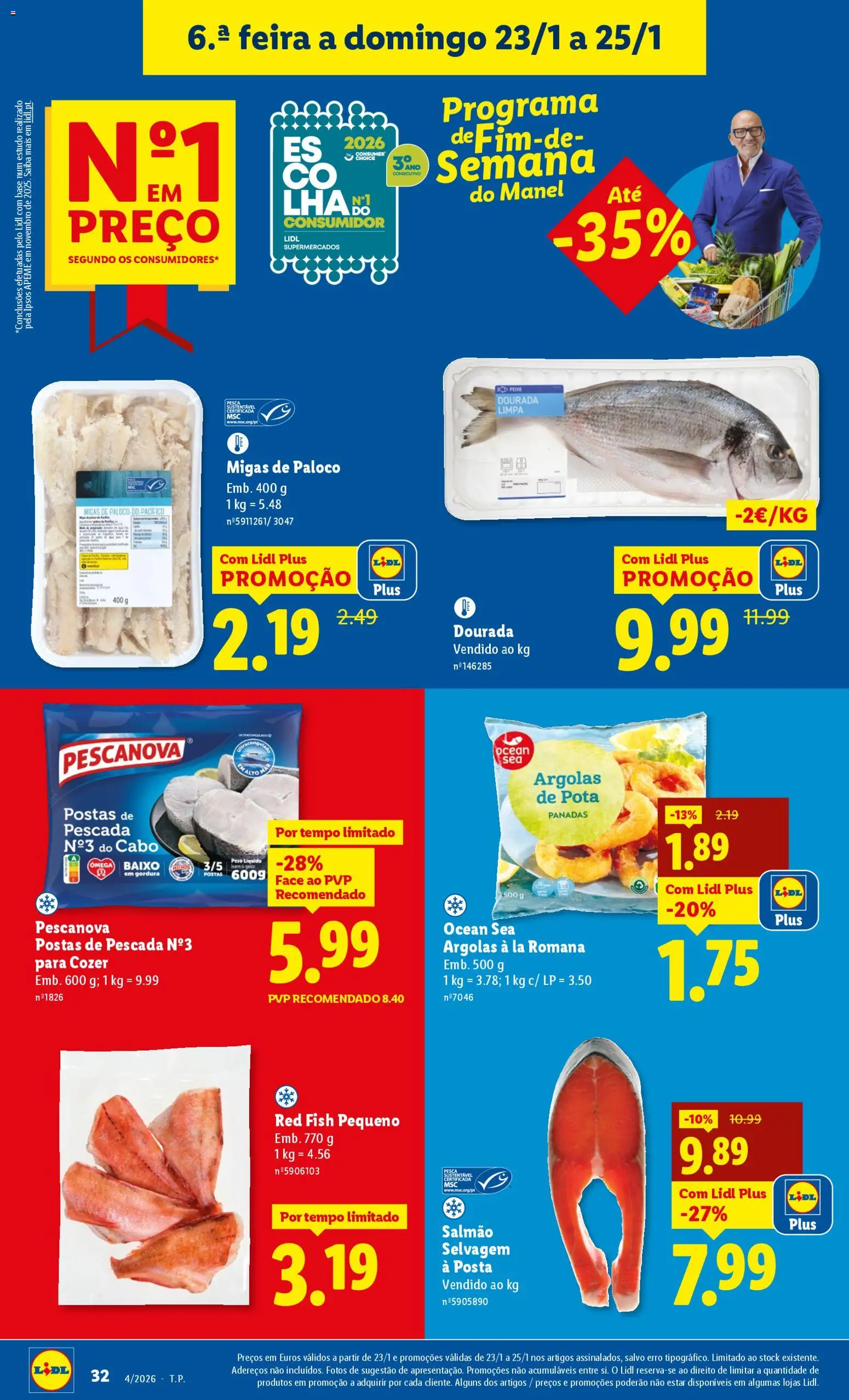 Lidl folheto │ válido de 19.01.2026 | Página: 32 | Produtos: Dourada, Base, Salmão, Peixe