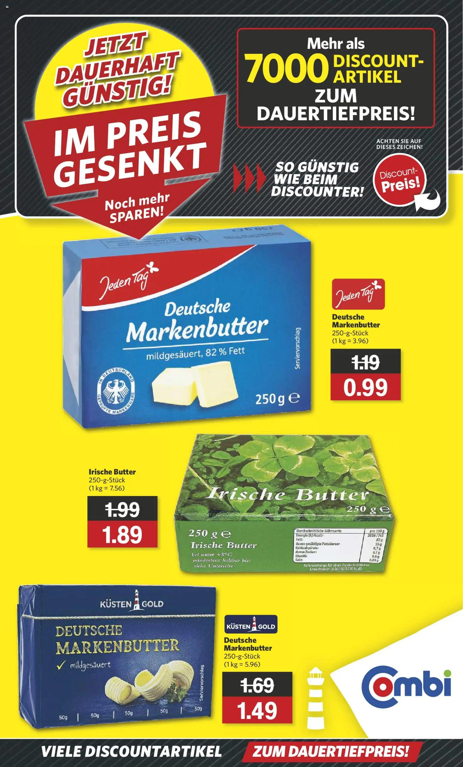 Combi Im Preis gesenkt – gültig ab 08.12.2025 | Seite: 1 | Produkte: Butter, Salz, Zucker