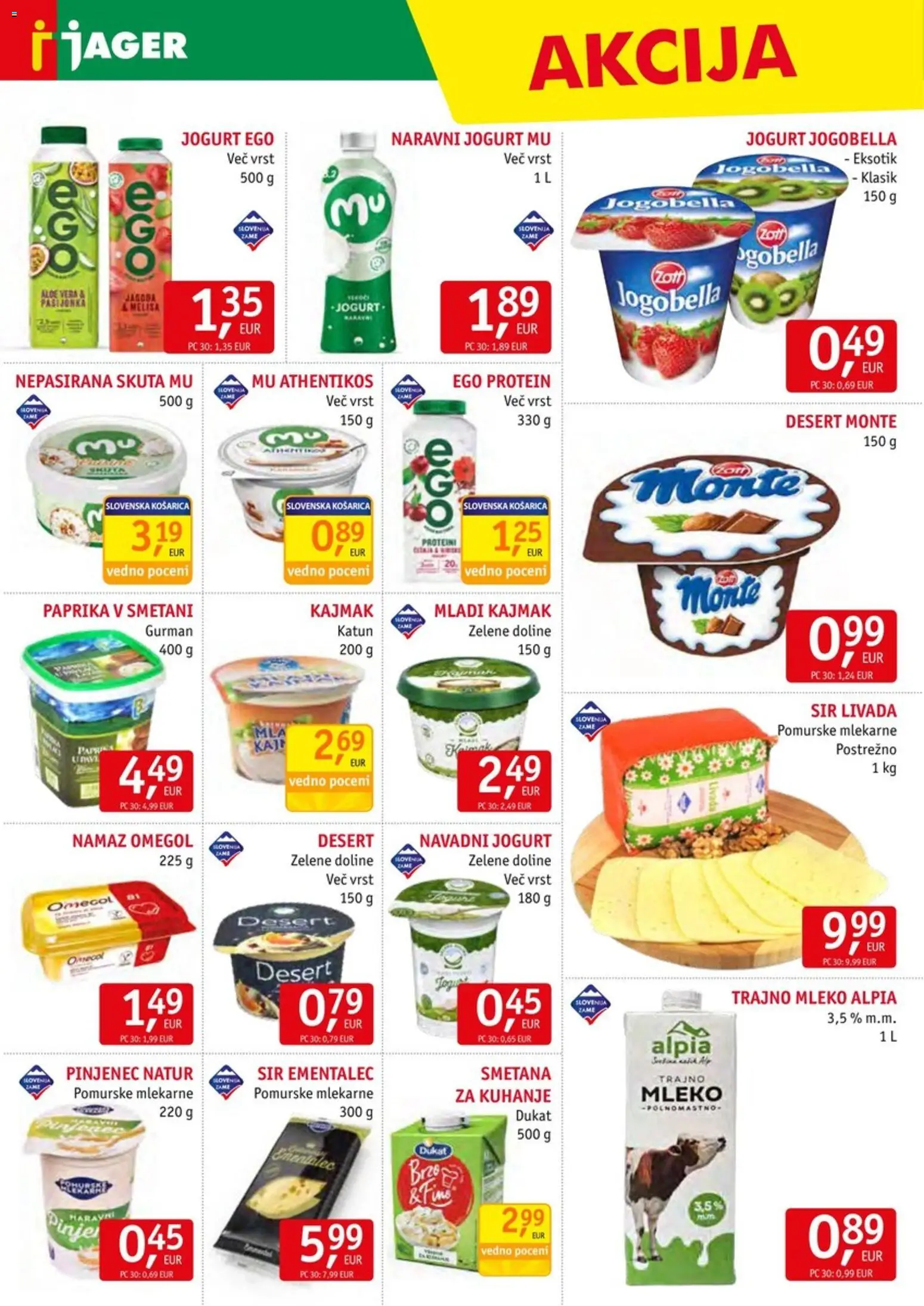 Novi Jager katalog ponudbe – veljaven od 01.04.2026 | Stran: 5 | Izdelki: Paprika, Ementalec, Kajmak, Mleko