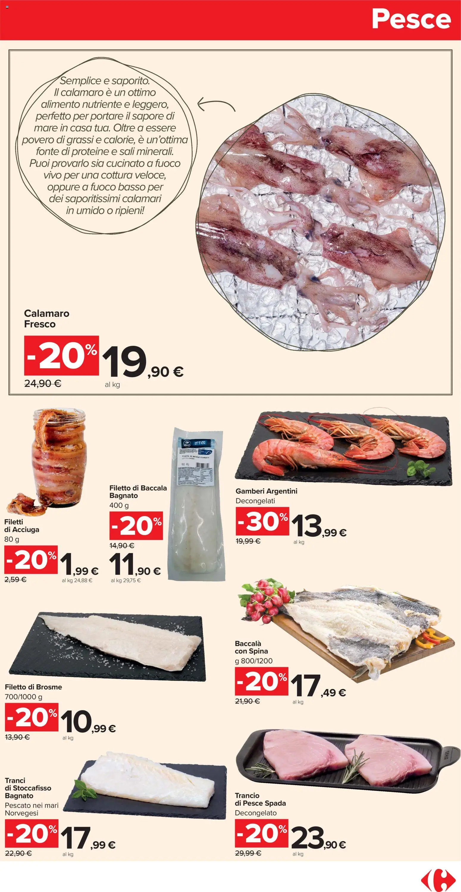 Volantino Carrefour del 04.11.2025 | Pagina: 5 | Prodotti: Pesce, Gamberi, Calamari, Pesce spada