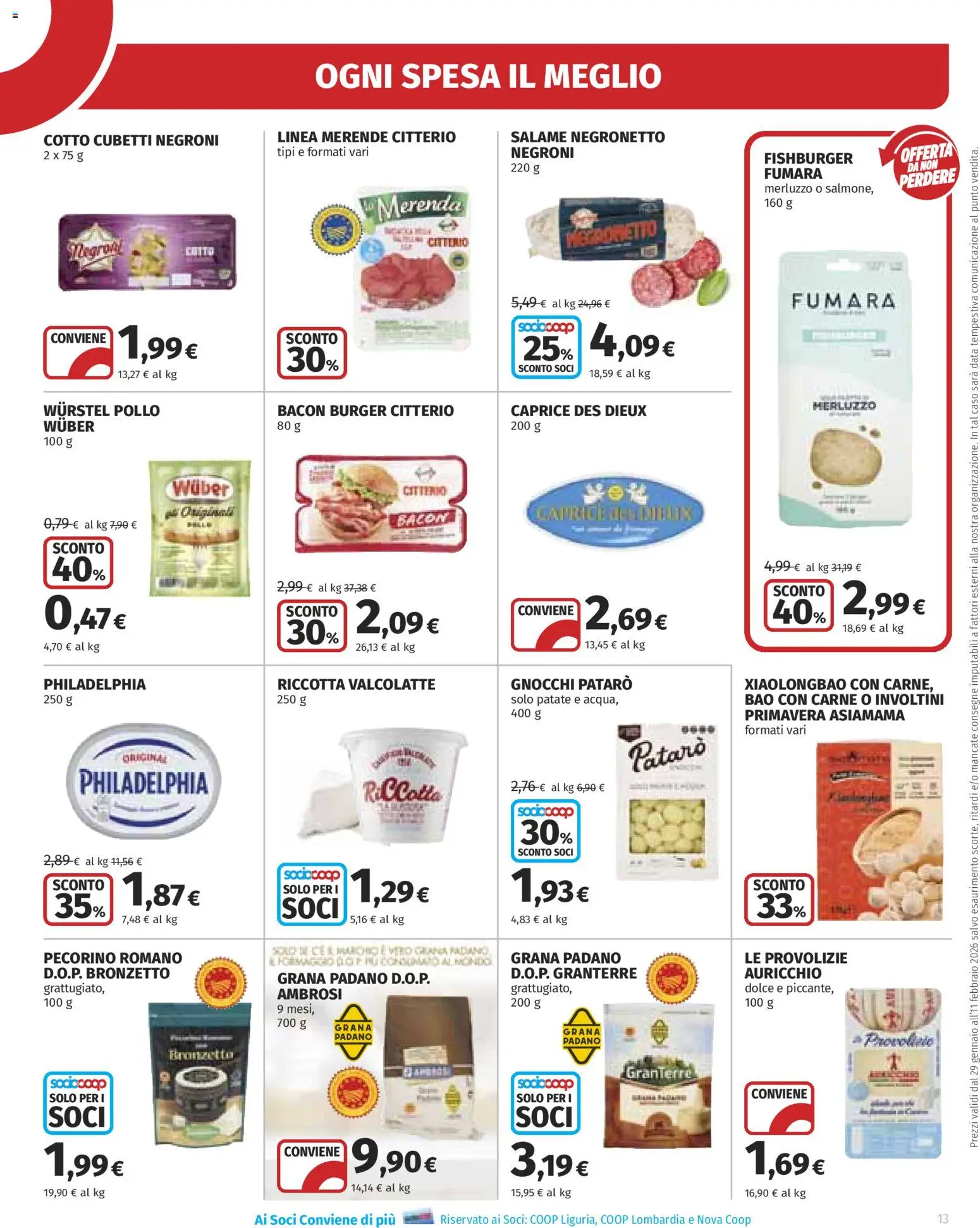 Volantino Ipercoop del 29.01.2026 | Pagina: 13 | Prodotti: Patate, Wurstel, Data, Pecorino Romano