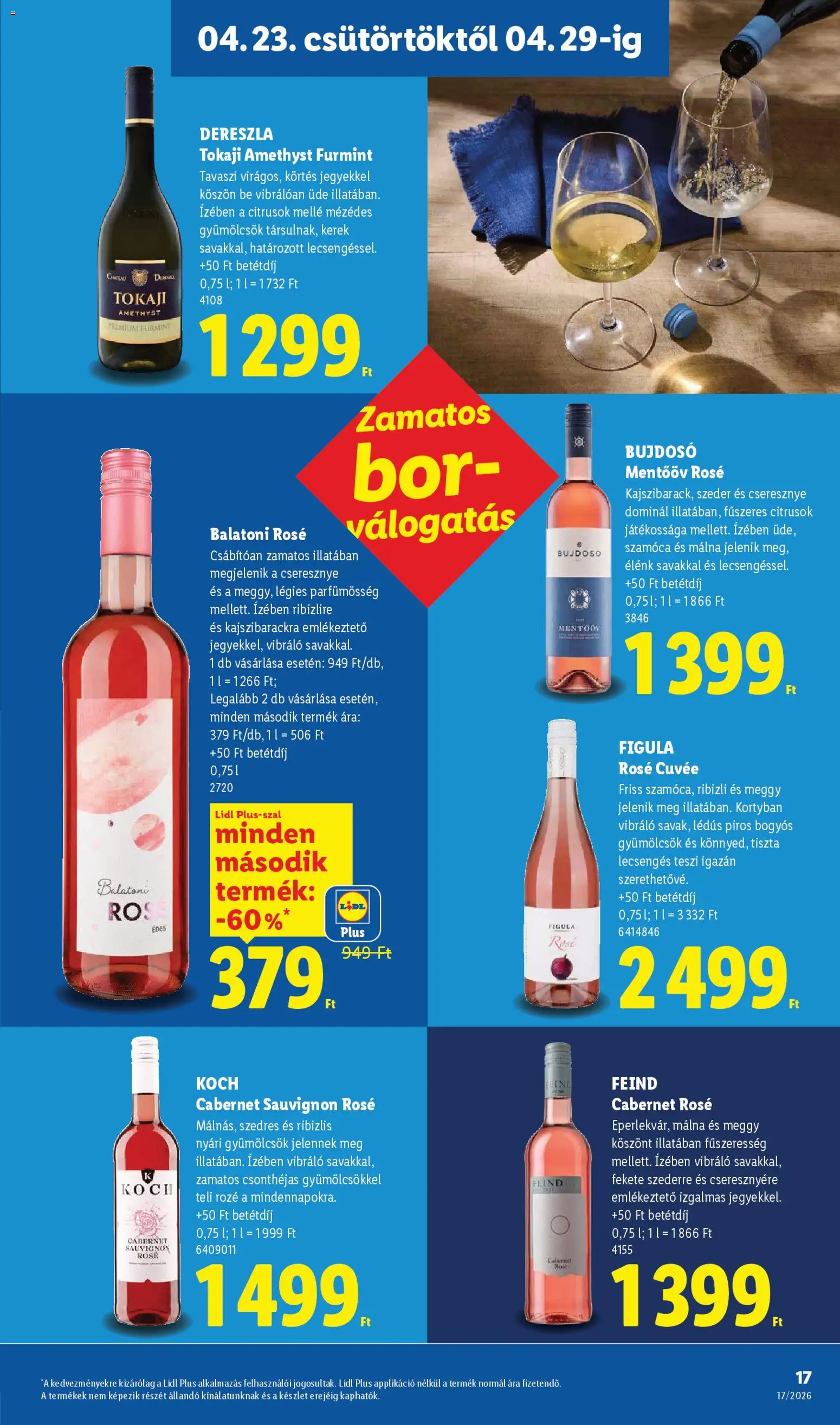 Lidl akciós ujság - amely érvényes a következő dátumtól: 23.04.2026 | Oldal: 17 | Termékek: Málna, Meggy, Cseresznye, Bor
