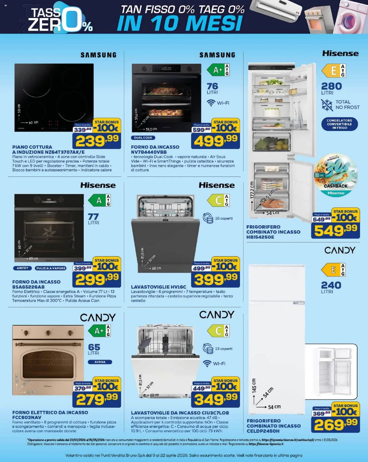 Volantino BRUNO del 09.04.2026 | Pagina: 30 | Prodotti: Teglia, Pizza, Piano cottura, Congelatore