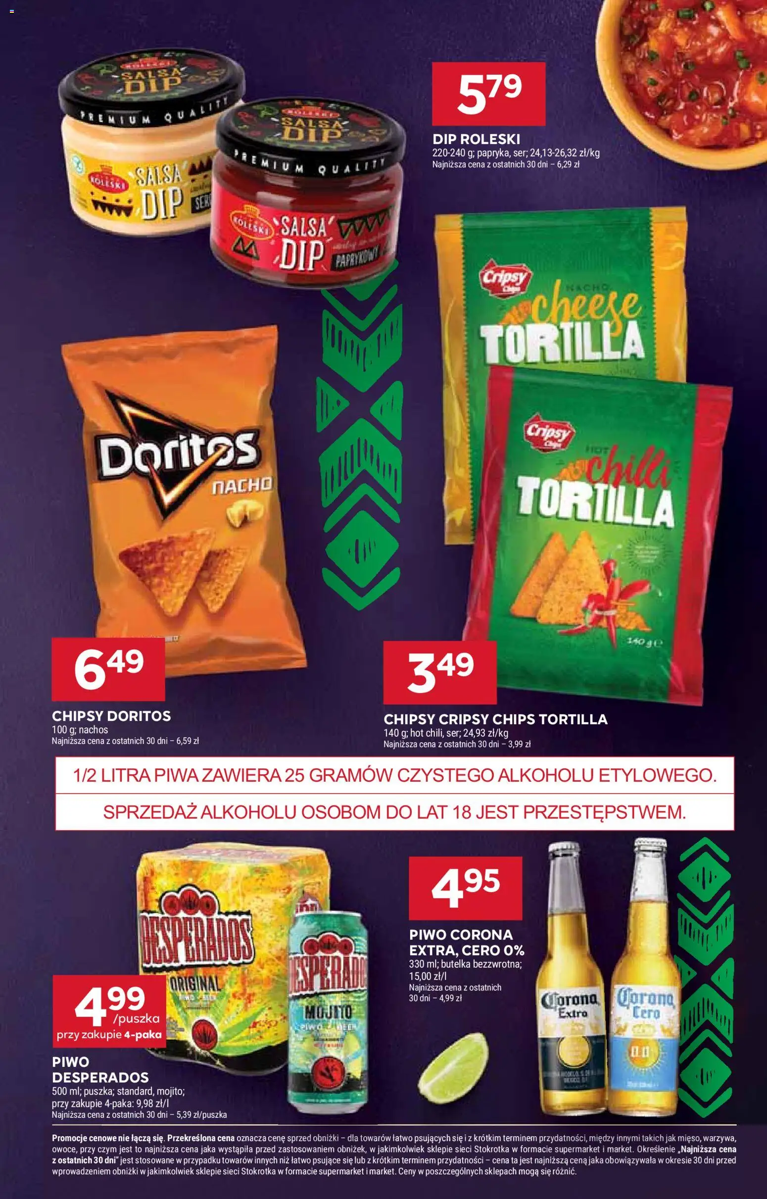 Stokrotka Gazetka od 13.11.2025 | Strona: 24 | Produkty: Chipsy, Stokrotka, Piwo Desperados, Doritos