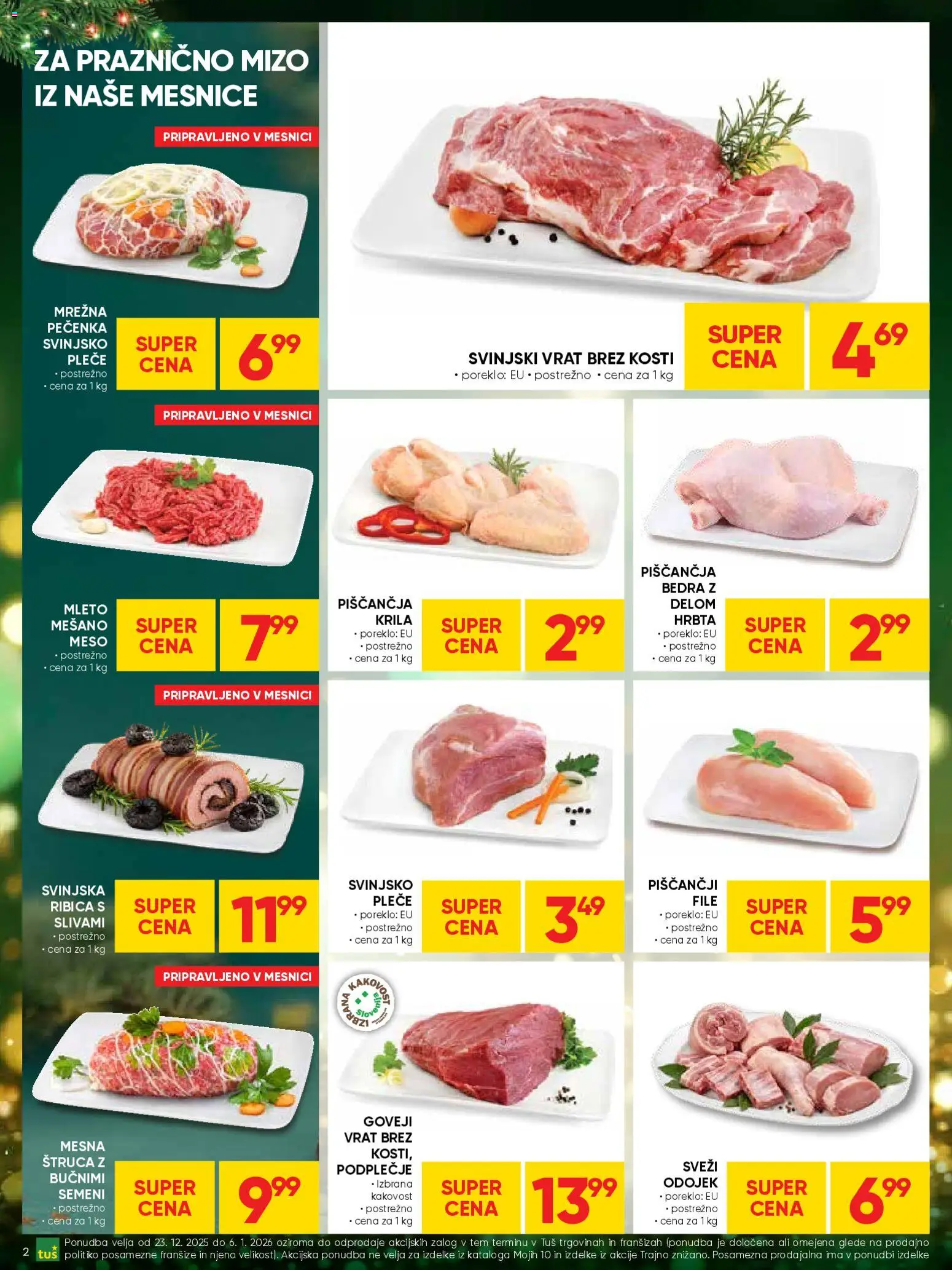 Novi Tuš katalog ponudbe – veljaven od 23.12.2025 | Stran: 2 | Izdelki: Piščančja bedra