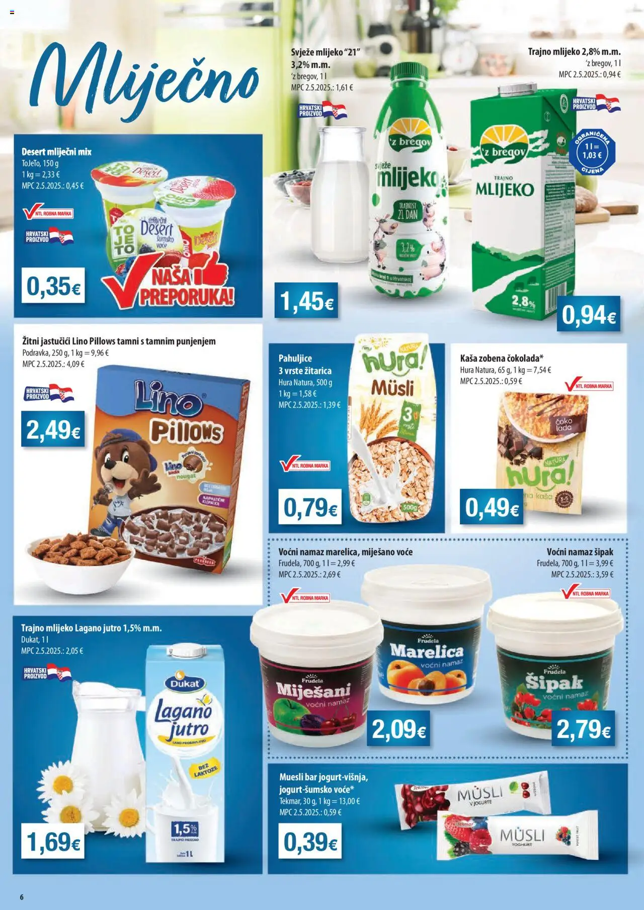 NTL katalog | vrijedi od 15.10.2025 | Stranica: 6 | Proizvodi: Lino Pillows, Mlijeko, Musli, Namaz
