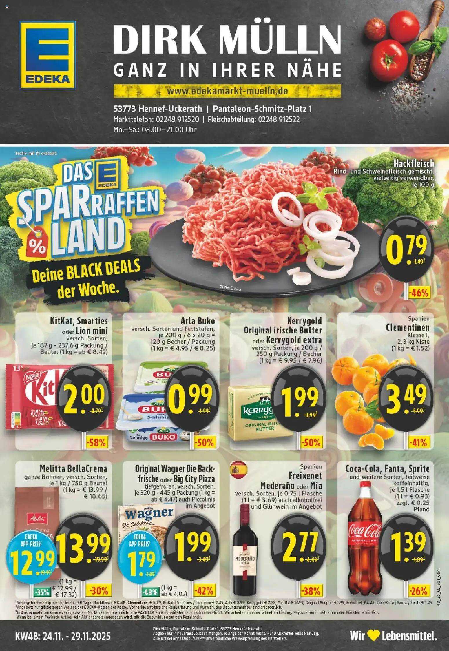 Edeka prospekt Hennef - Uckerath	 – gültig ab 23.11.2025 | Seite: 1 | Produkte: Butter, Freixenet, Arla buko, Schweinefleisch