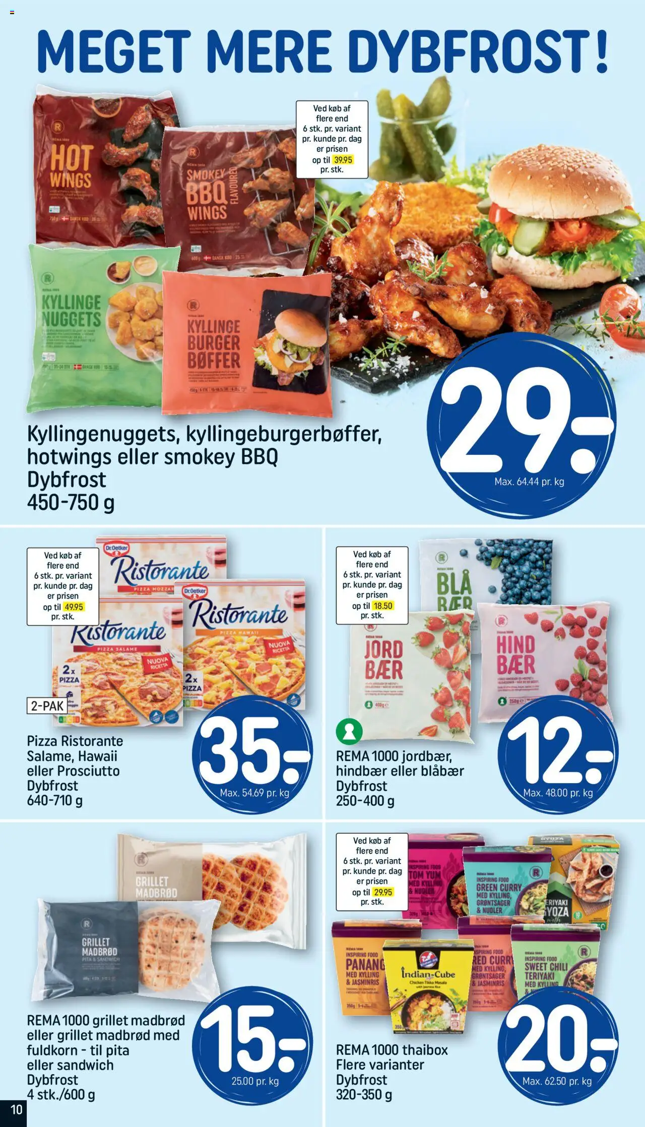 Rema 1000 Tilbudsavis gyldig fra 29.06.2025 | Side: 10 | Produkter: Blåbær, Pizza, Nudler, Nuggets