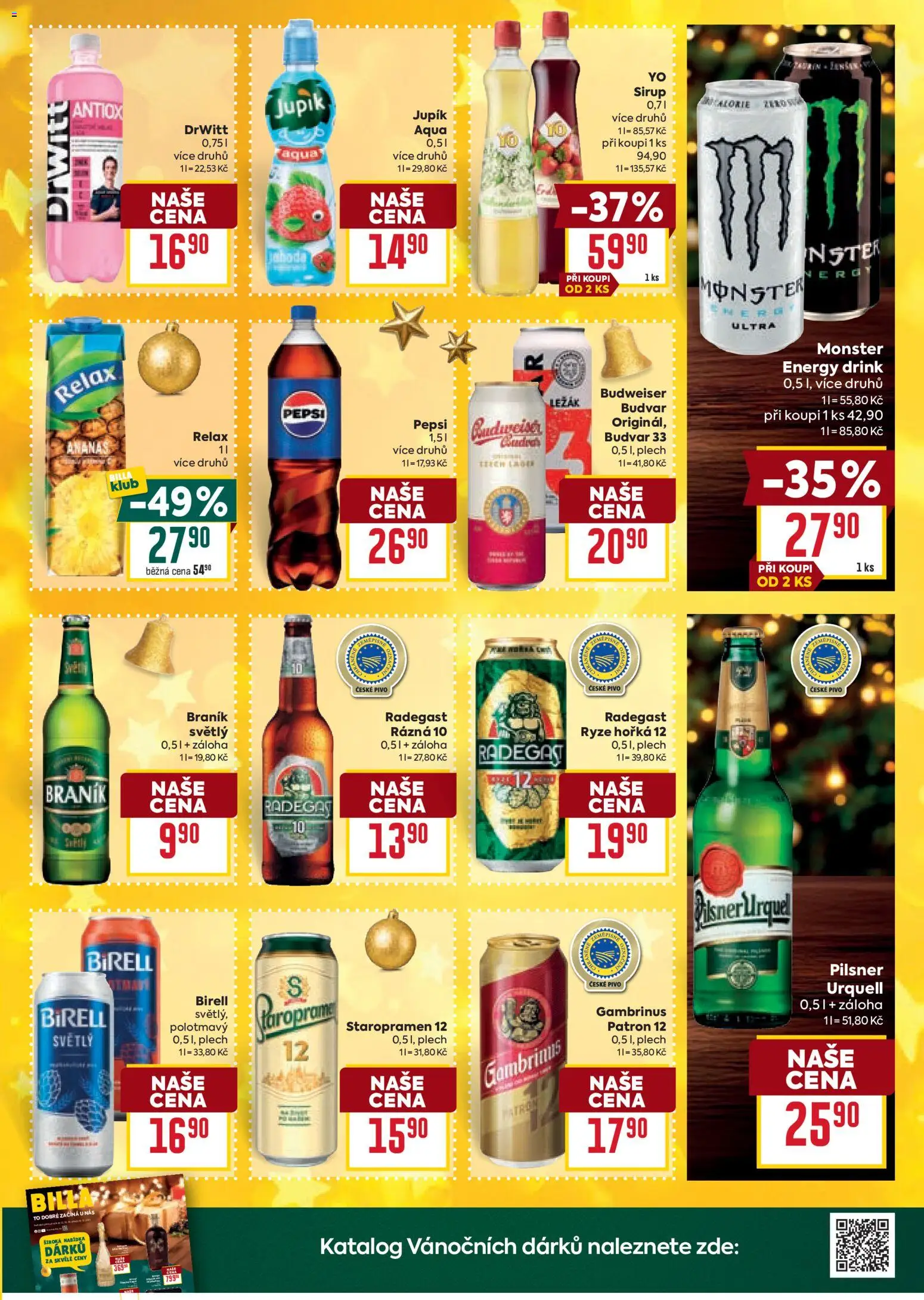 Billa Velký leták od 26.11.2025 | Strana: 29 | Produkty: Pivo, Drwitt, Budvar 33, Energy drink