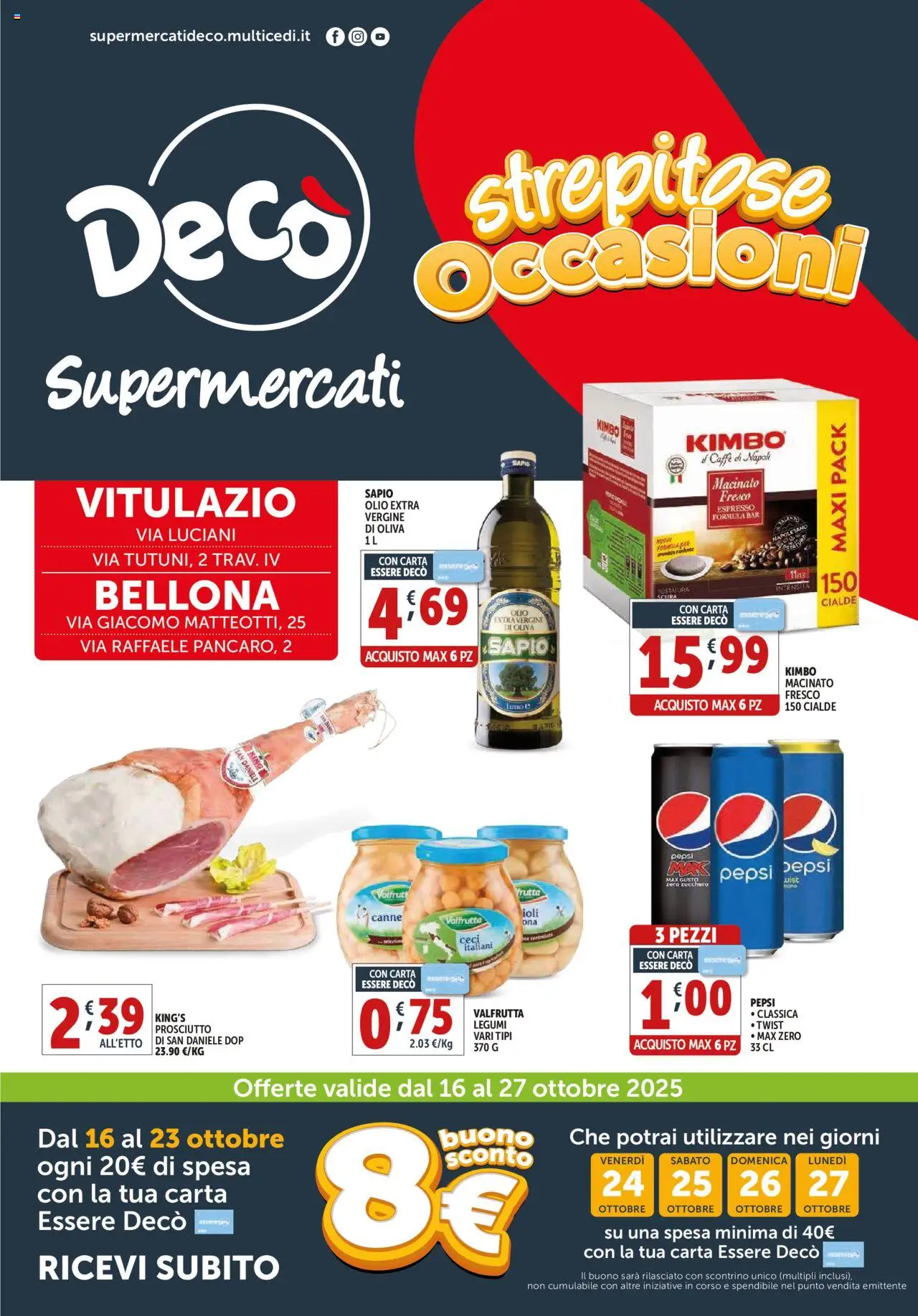 Volantino Decò del 16.10.2025 | Pagina: 1 | Prodotti: Legumi, Ceci, Prosciutto, Macinato