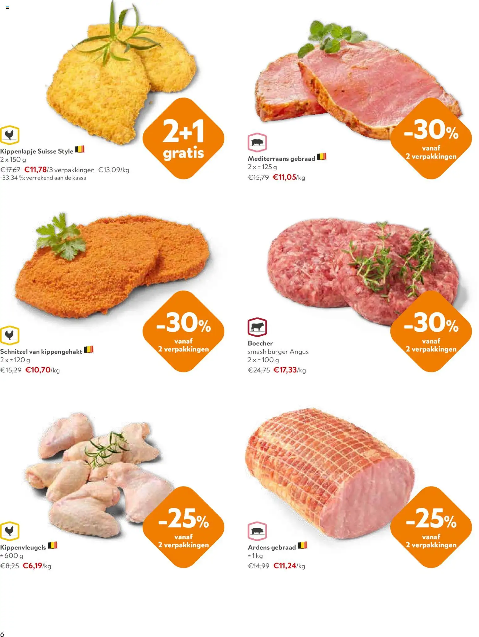 {H1} | Pagina: 6 | Producten: Schnitzel, Kippenvleugels, Kippengehakt