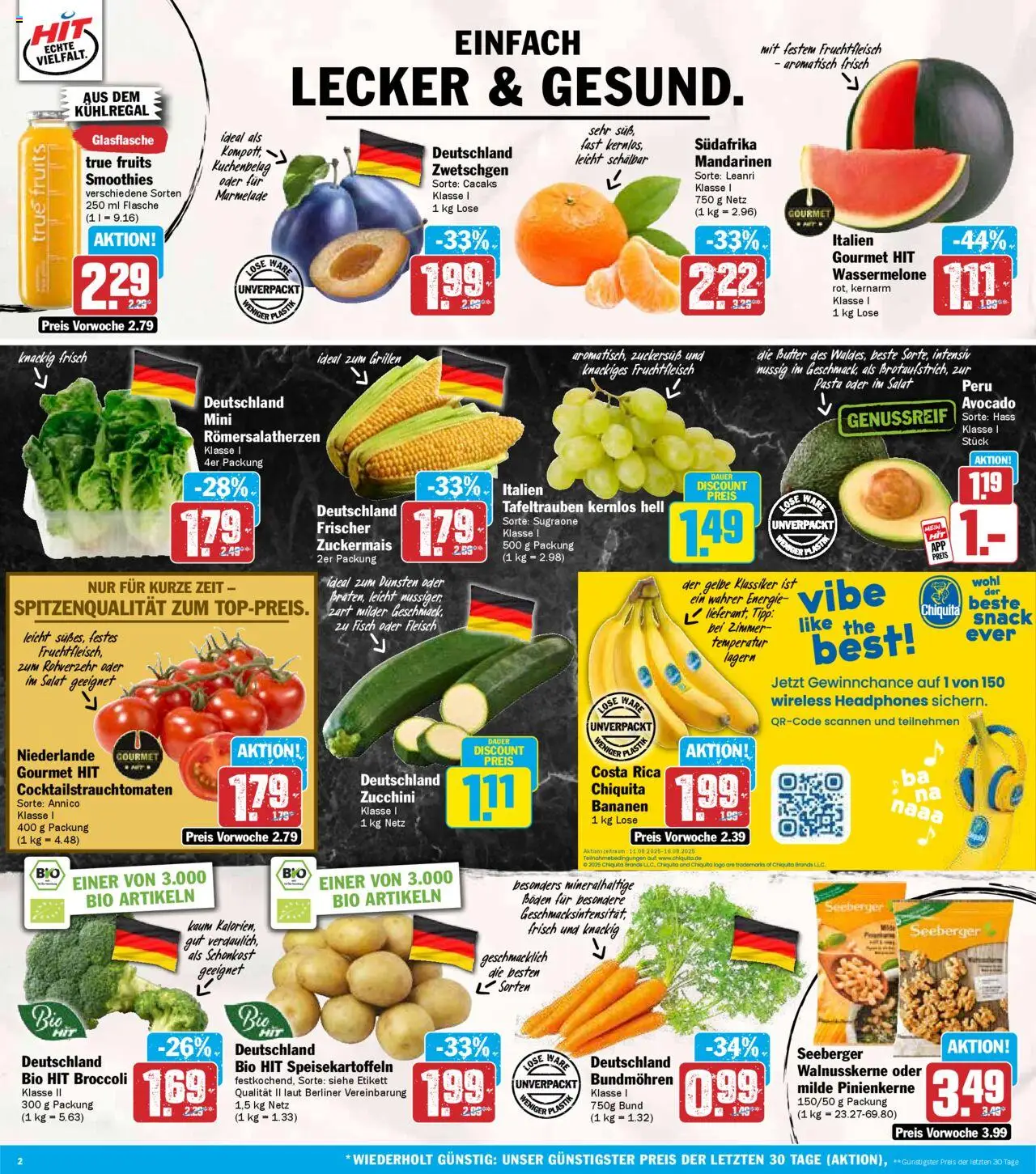 HIT - Rhineland-Palatinate - gültig ab dem 11.08.2025 | Seite: 2 | Produkte: Butter, Bananen, Mandarinen, Pasta