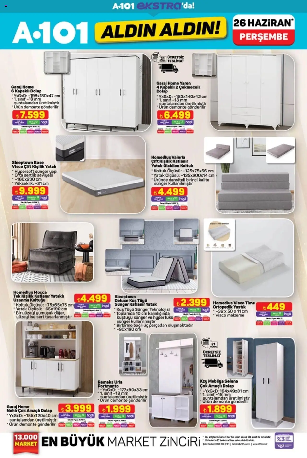 A101 Katalog Aldın Aldın - 26.06.2025 tarihinden itibaren geçerlidir | Sayfa: 21 | Ürünler: Yatak, Yastık, Koltuk