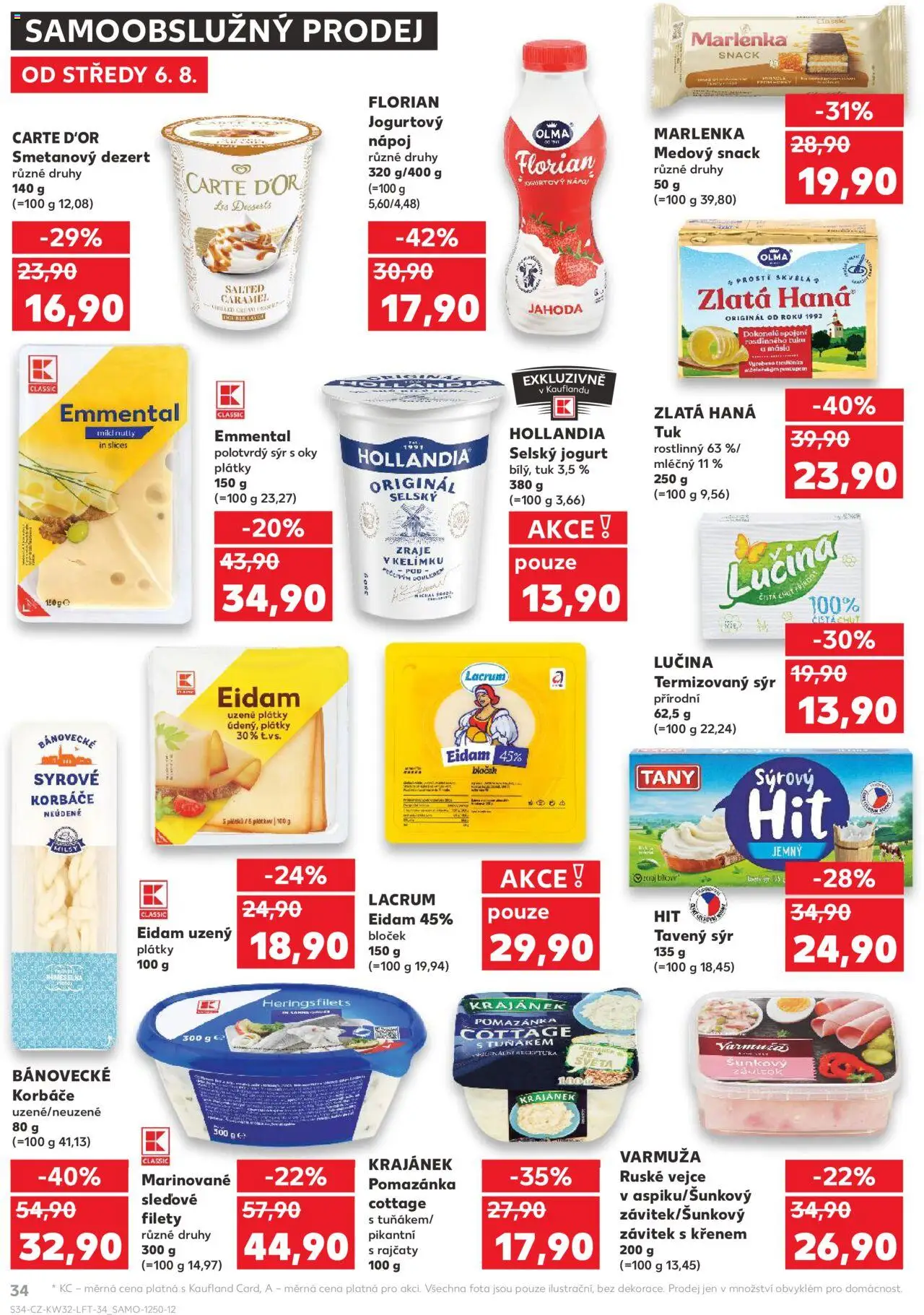Kaufland leták - Praha 4 od 06.08.2025 | Strana: 34 | Produkty: Sýr, Lučina, Vejce, Cottage cheese