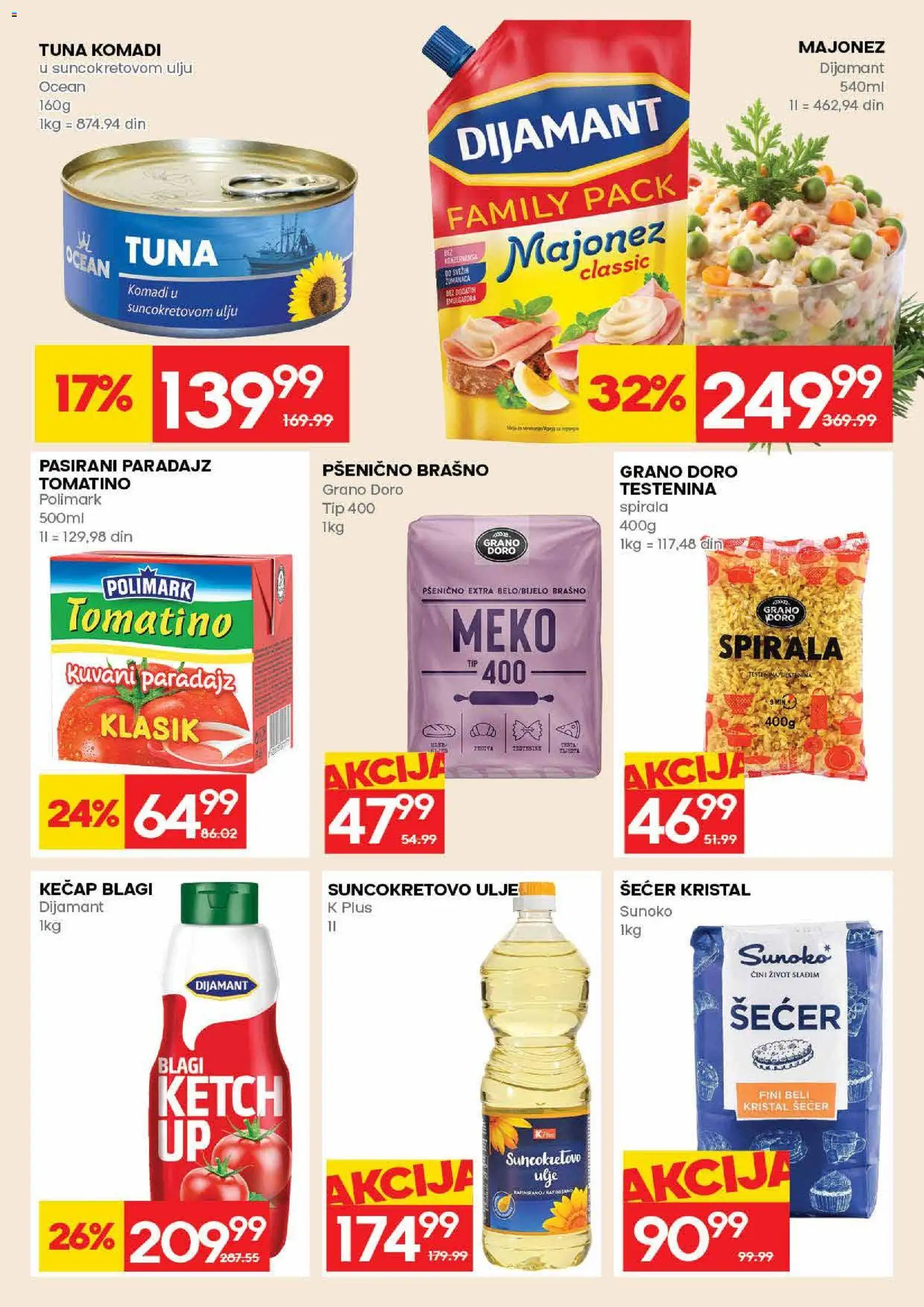 Idea katalog - važi od 09.04.2026 | Strana: 18 | Proizvode: Šećer kristal, Kečap, Pšenično brašno, Suncokretovo ulje