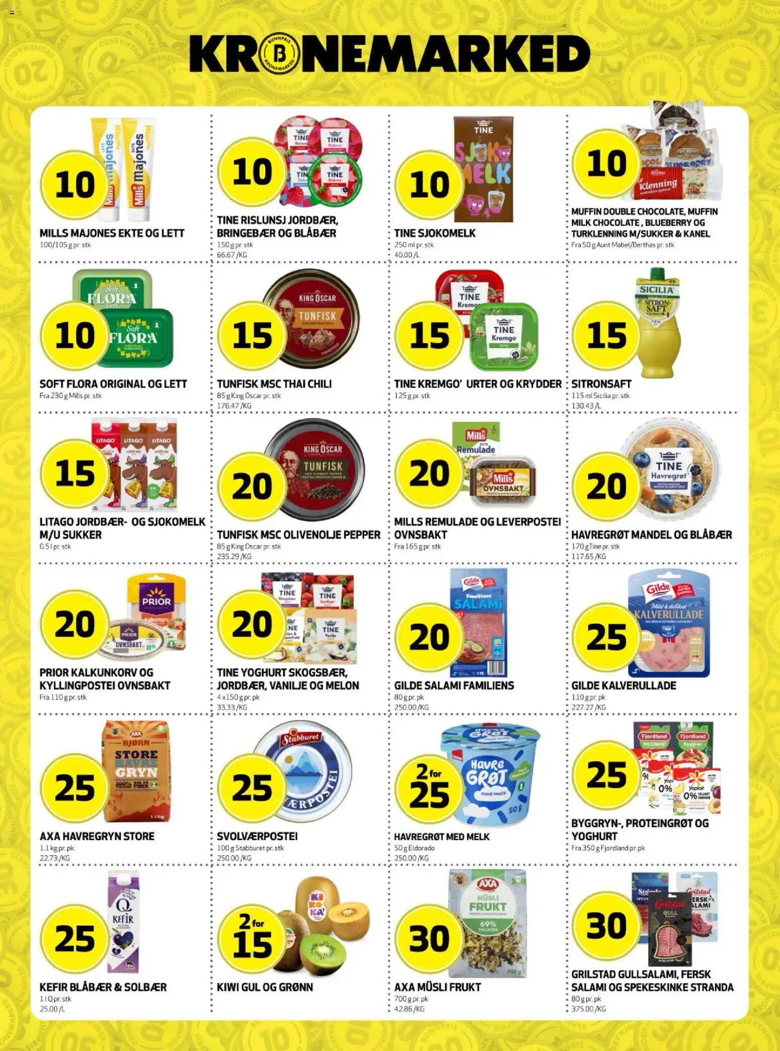 {H1} | Side: 14 | Produkter: Melk, Salami, Trappstege, Kyllingpostei