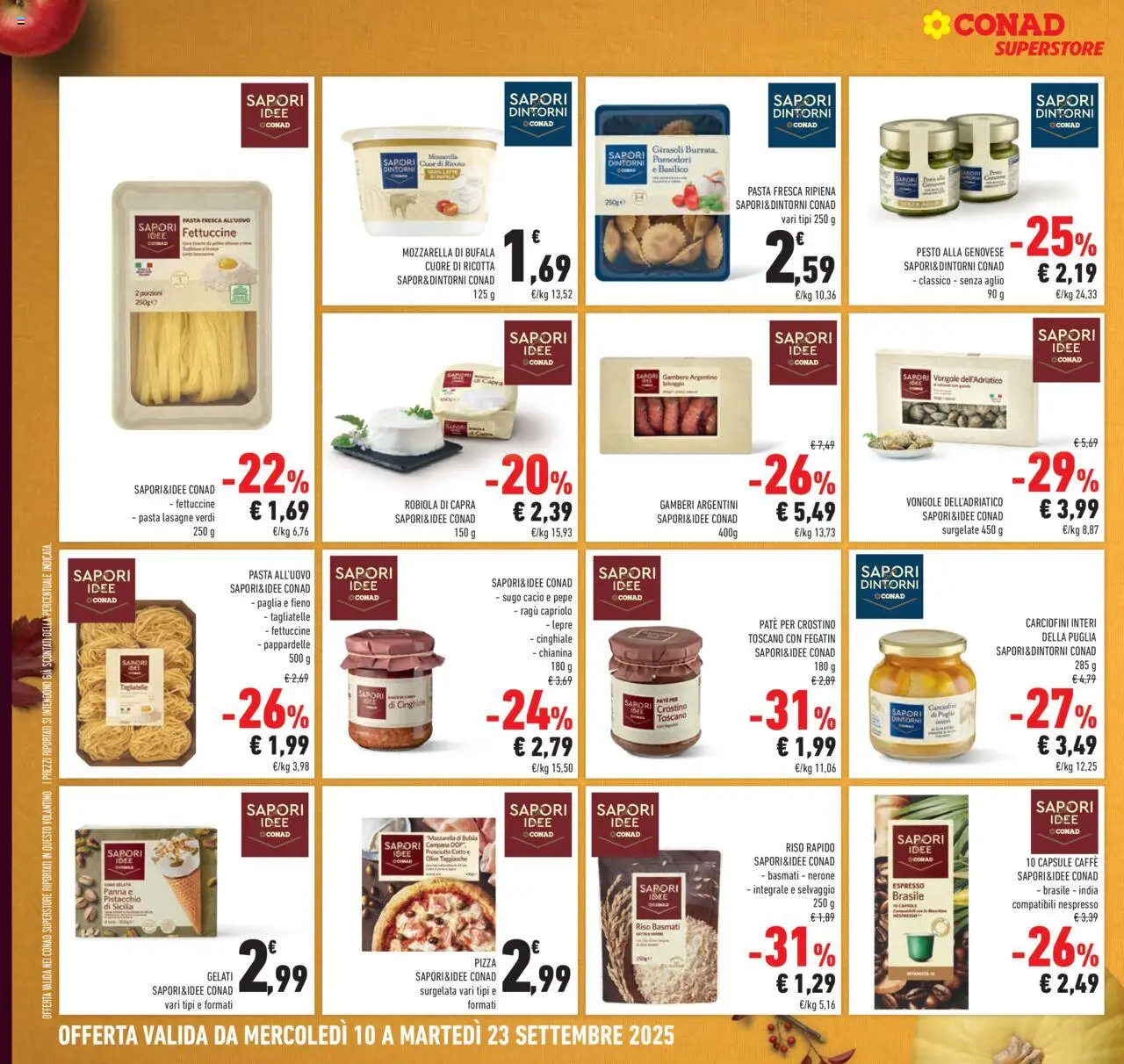 Volantino Conad del 10.09.2025 | Pagina: 24 | Prodotti: Panna, Pepe, Pomodori, Fettuccine