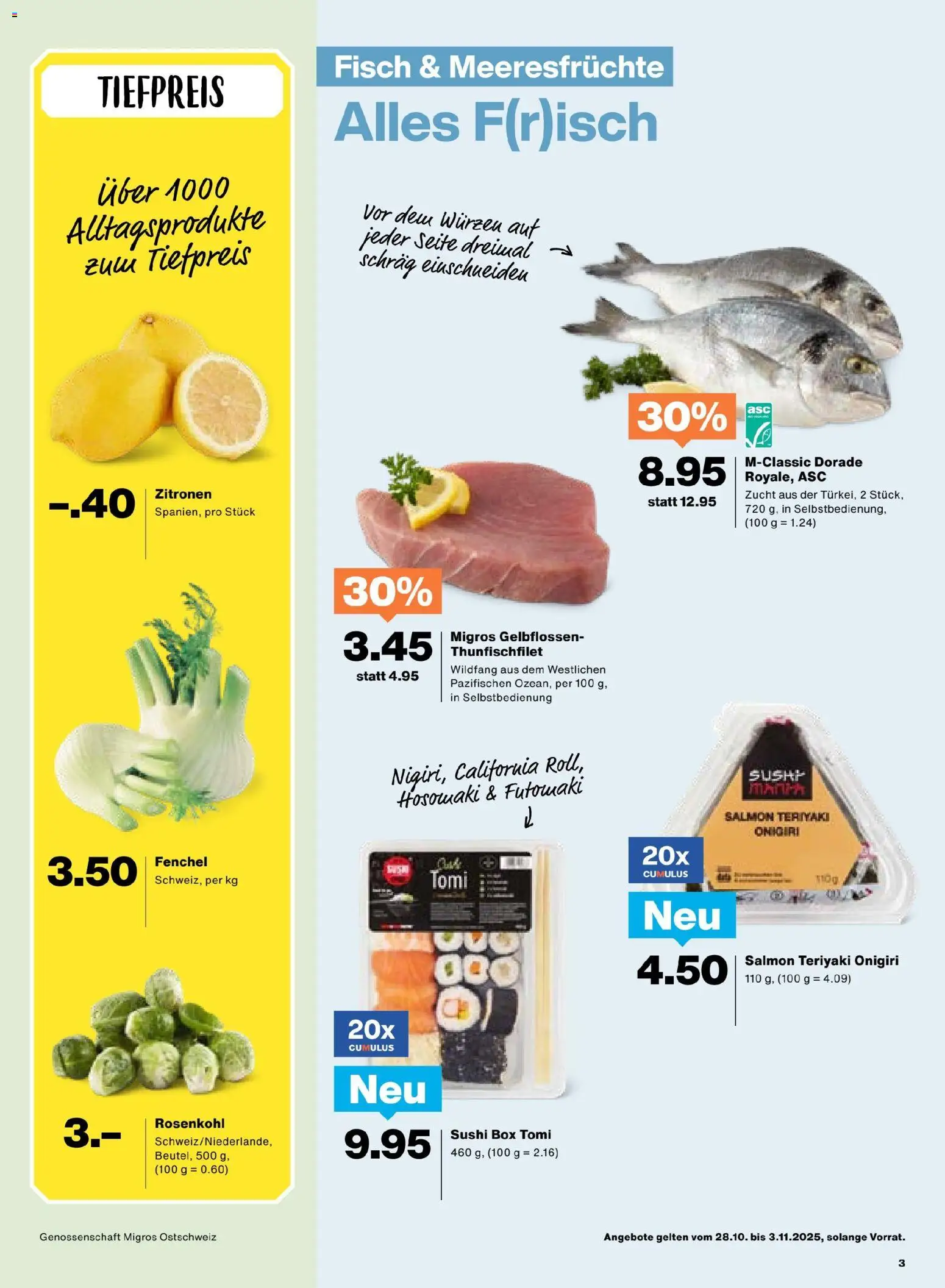 Migros Aktionen – gültig ab 28.10.2025 | Seite: 3 | Produkte: Kammerjunker, Box, Fisch, Meeresfrüchte