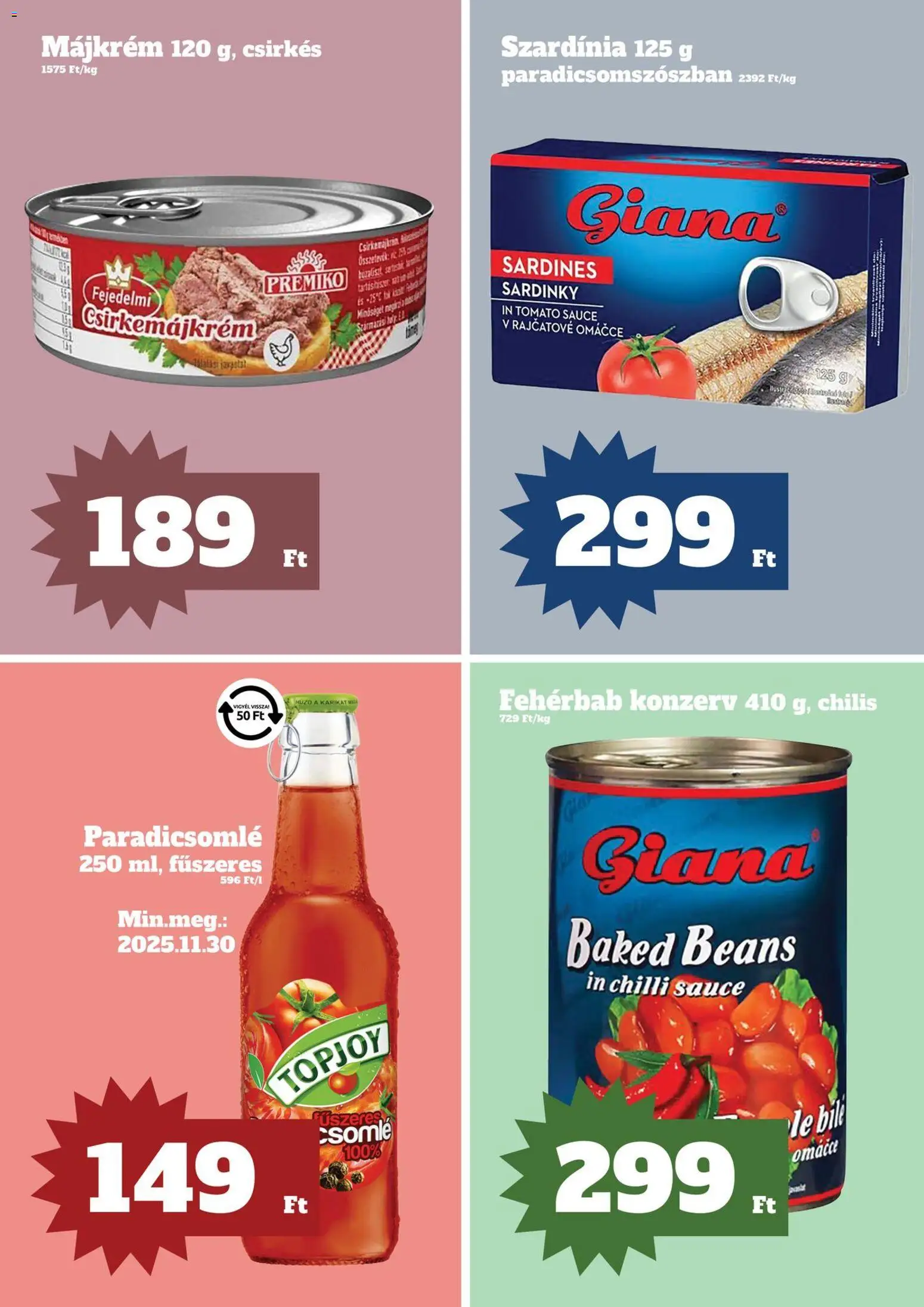 Family Diszkont akciós ujság - amely érvényes a következő dátumtól: 13.11.2025 | Oldal: 16 | Termékek: Májkrém, Szardínia, Paradicsomlé