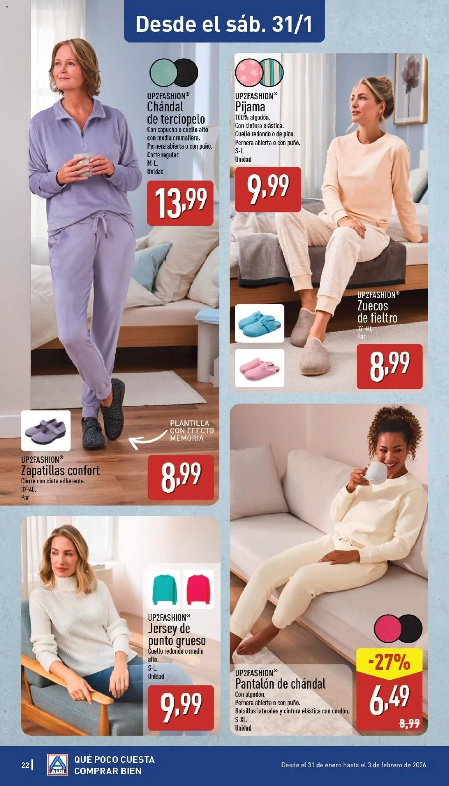 Aldi folleto Baleares │ válido desde el 26.01.2026 | Página: 22 | Productos: Pijama, Zapatillas, Pantalón de chándal