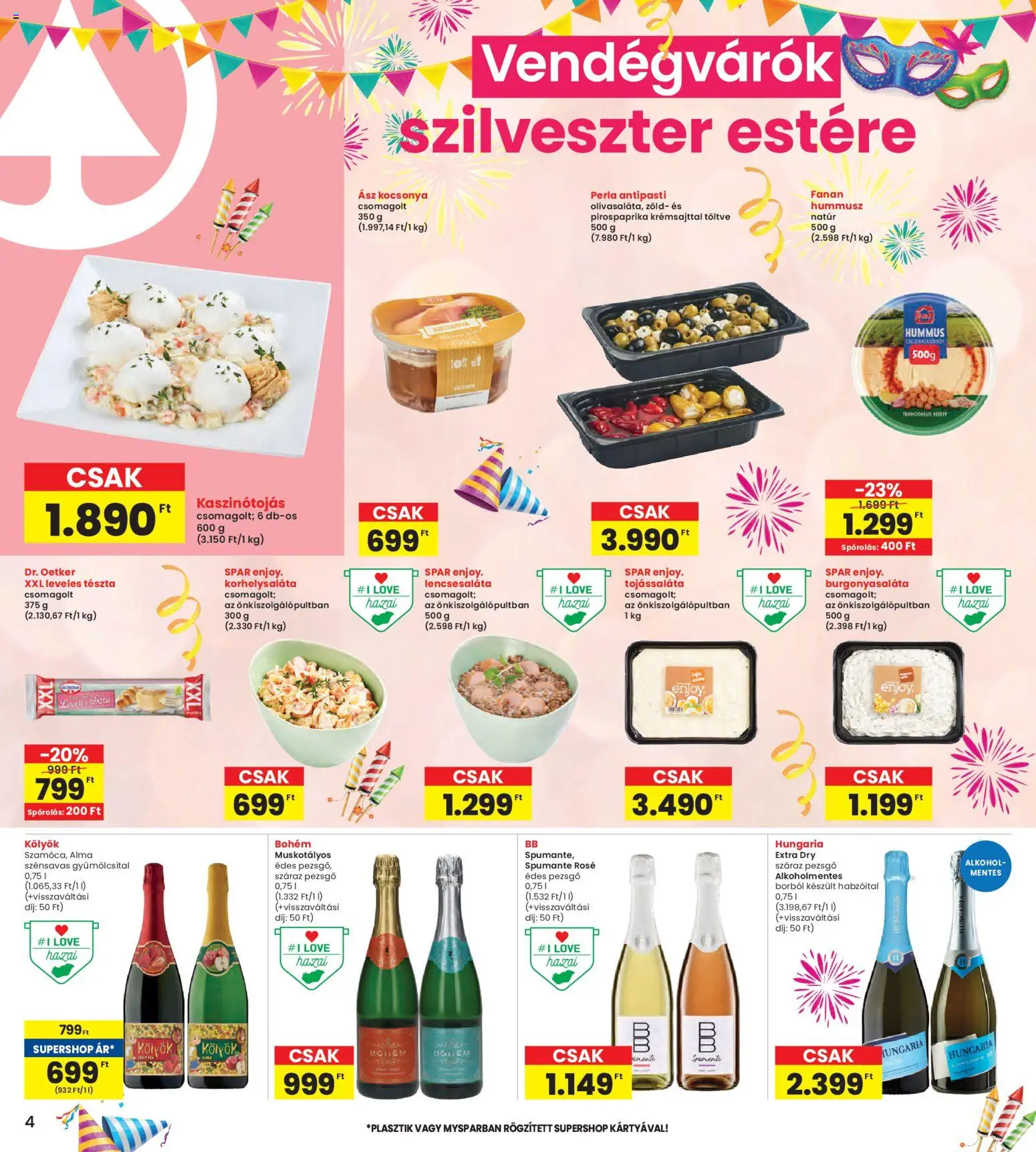 Interspar akciós ujság - amely érvényes a következő dátumtól: 23.12.2025 | Oldal: 4 | Termékek: Gyümölcsital, Alkohol, Leveles tészta, Alma