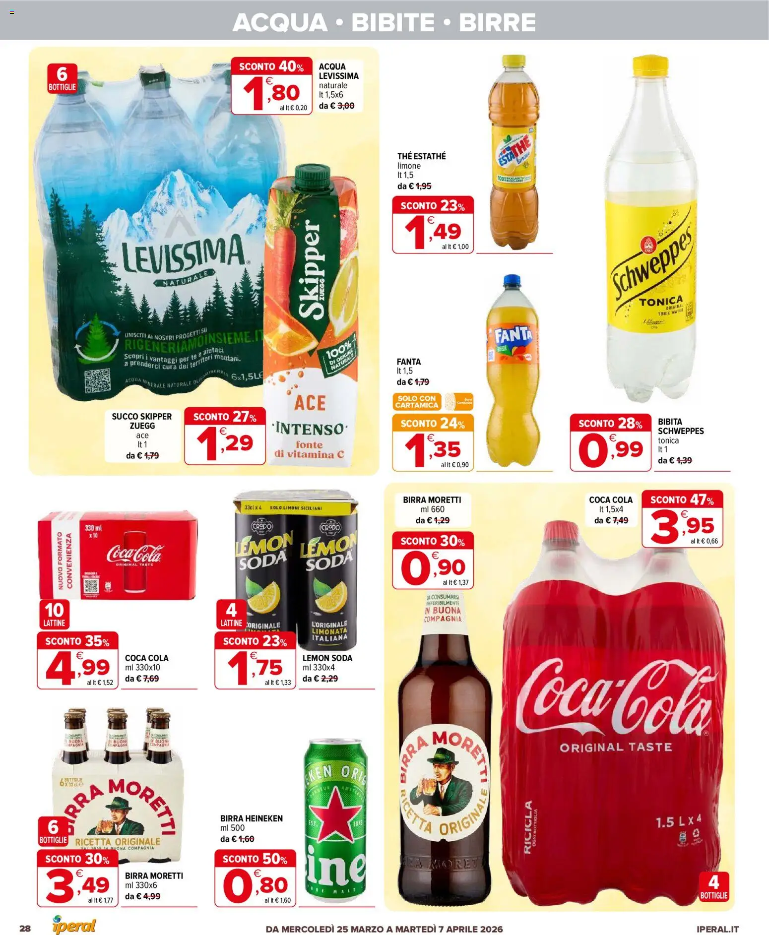 Volantino Iperal del 25.03.2026 | Pagina: 28 | Prodotti: Birra, Tè, Birra Moretti, Bottiglia