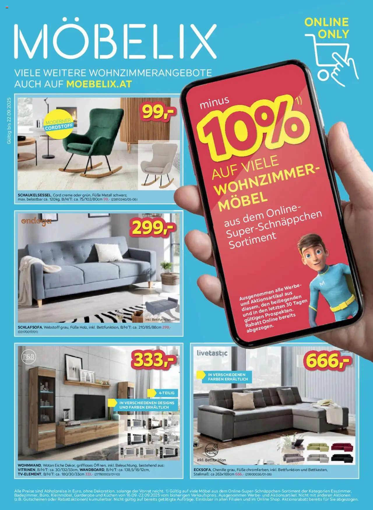 Möbelix Wohnzimmerangebote gültig ab 16.09.2025 | Seite: 1 | Produkte: Bett, Creme