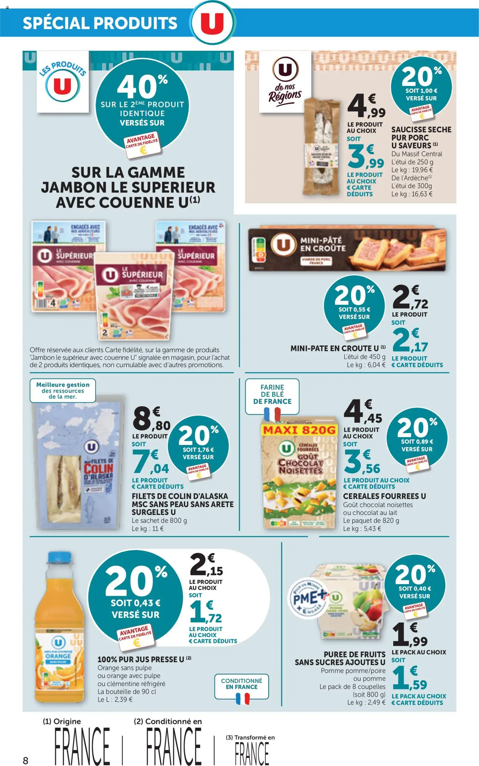 {H1} | Page: 8 | Produits: Pomme, Jambon, Jus, Porc