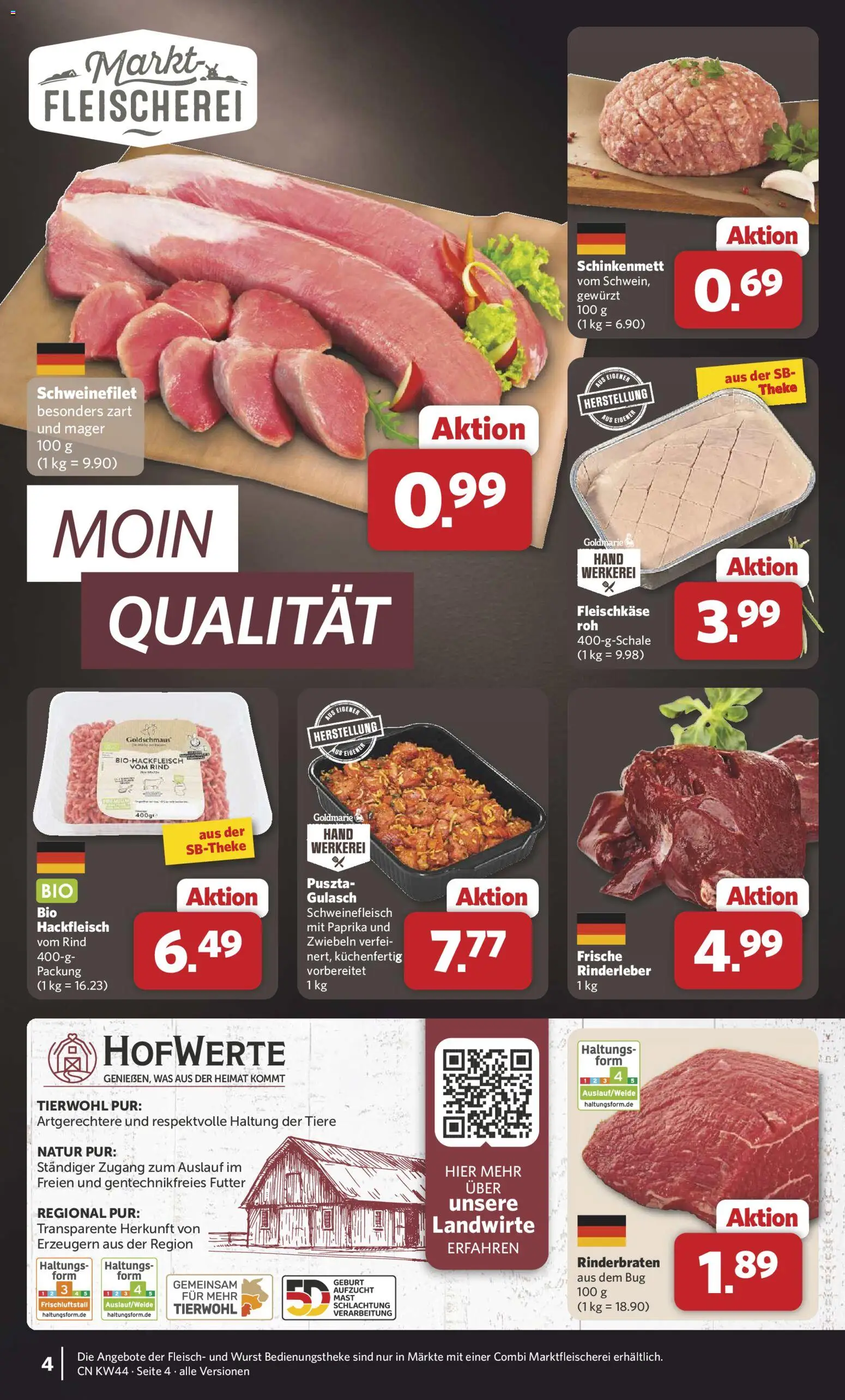 Combi Prospekt 	 – gültig ab 27.10.2025 | Seite: 4 | Produkte: Theke, Schweinefilet, Wurst, Fleisch