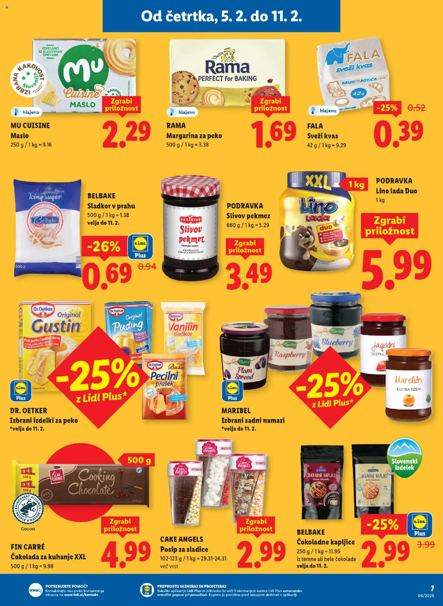 Novi Lidl katalog ponudbe – veljaven od 05.02.2026 | Stran: 7 | Izdelki: Margarina, Maslo, Cokolada, Sladkor