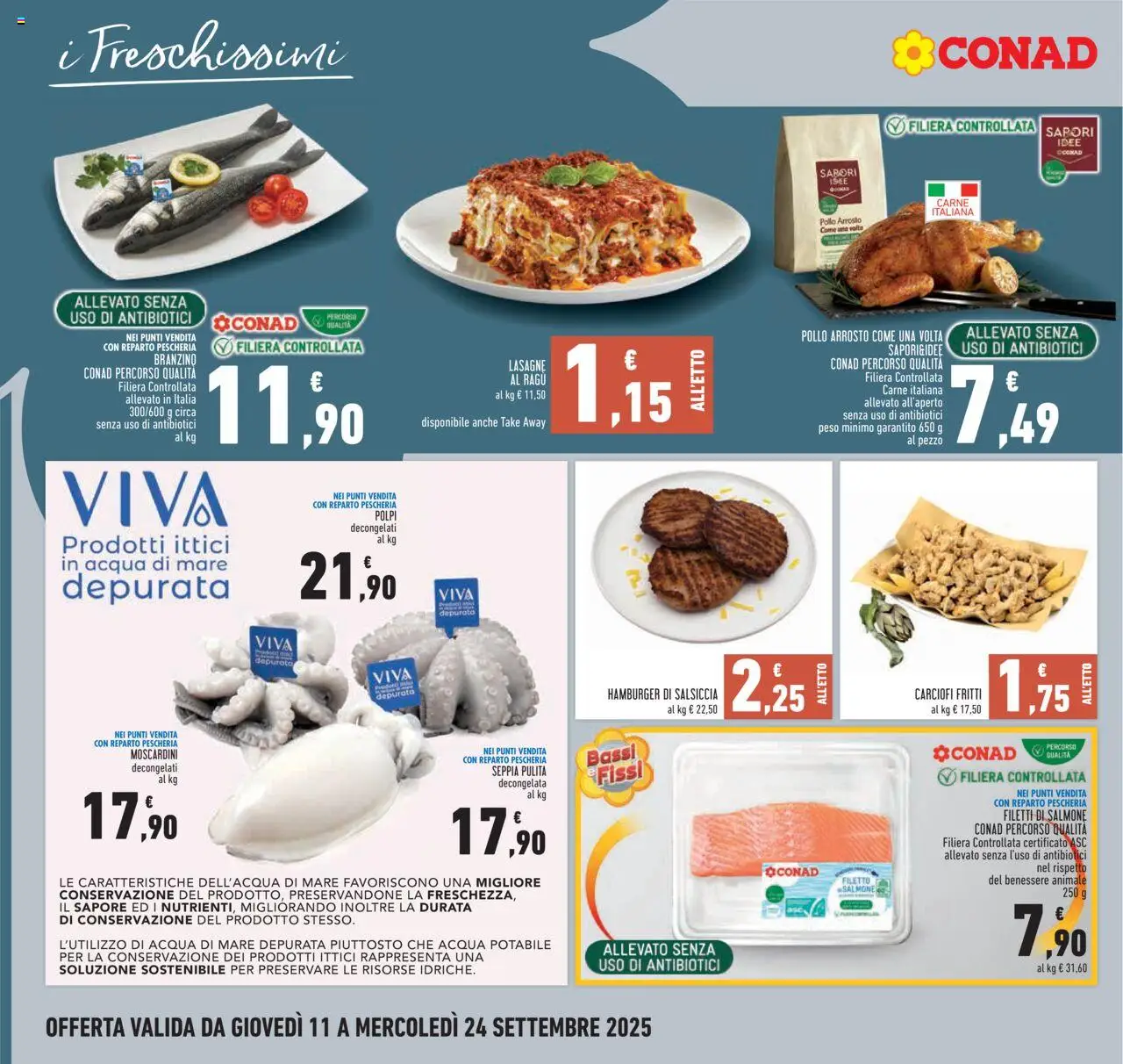Volantino Conad del 11.09.2025 | Pagina: 8 | Prodotti: Arrosto, Pollo, Acqua, Salsiccia