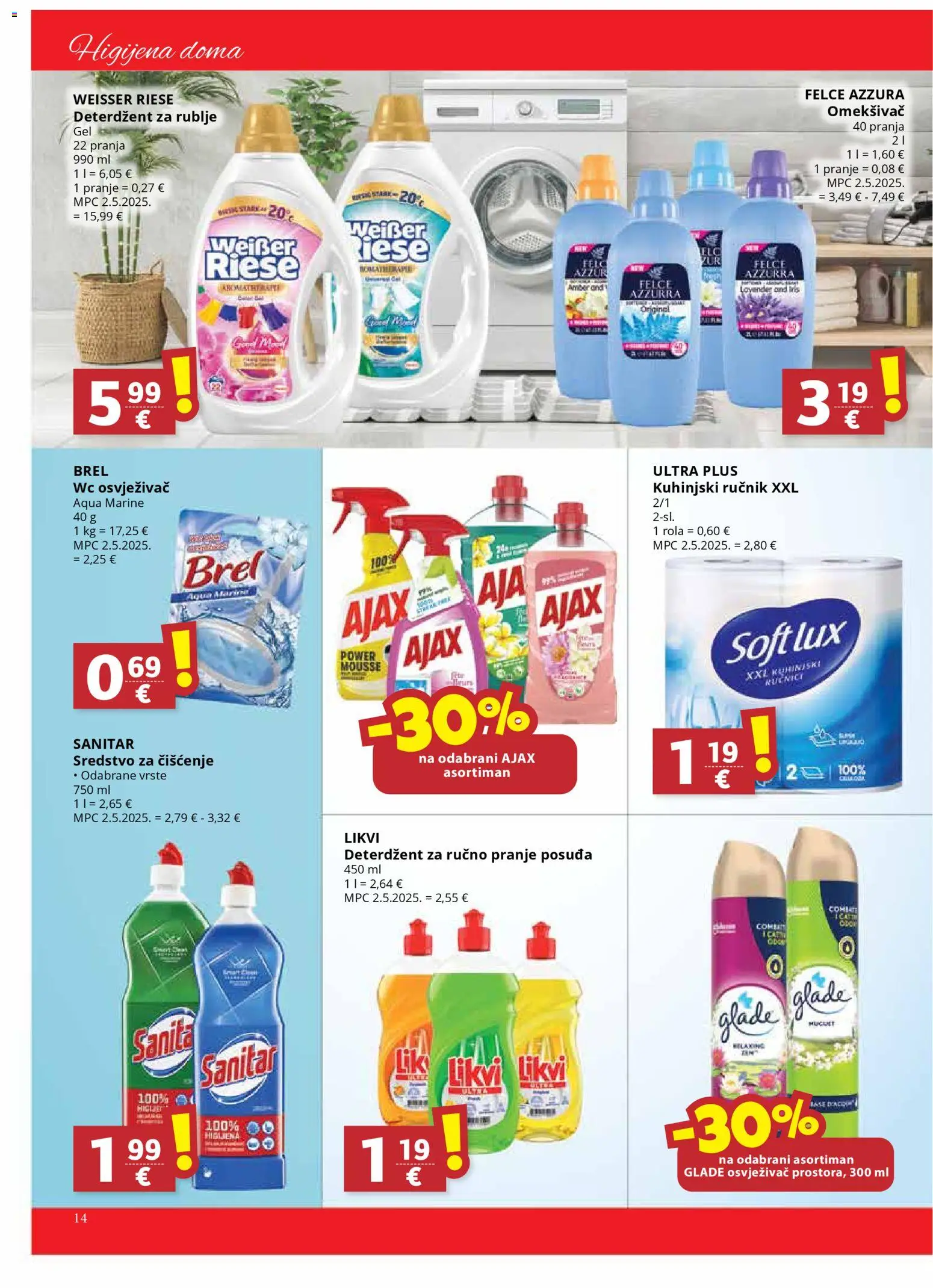 Ribola katalog | vrijedi od 22.10.2025 | Stranica: 14 | Proizvodi: Omekšivač, Ručnik, Ajax, Weisser Riese