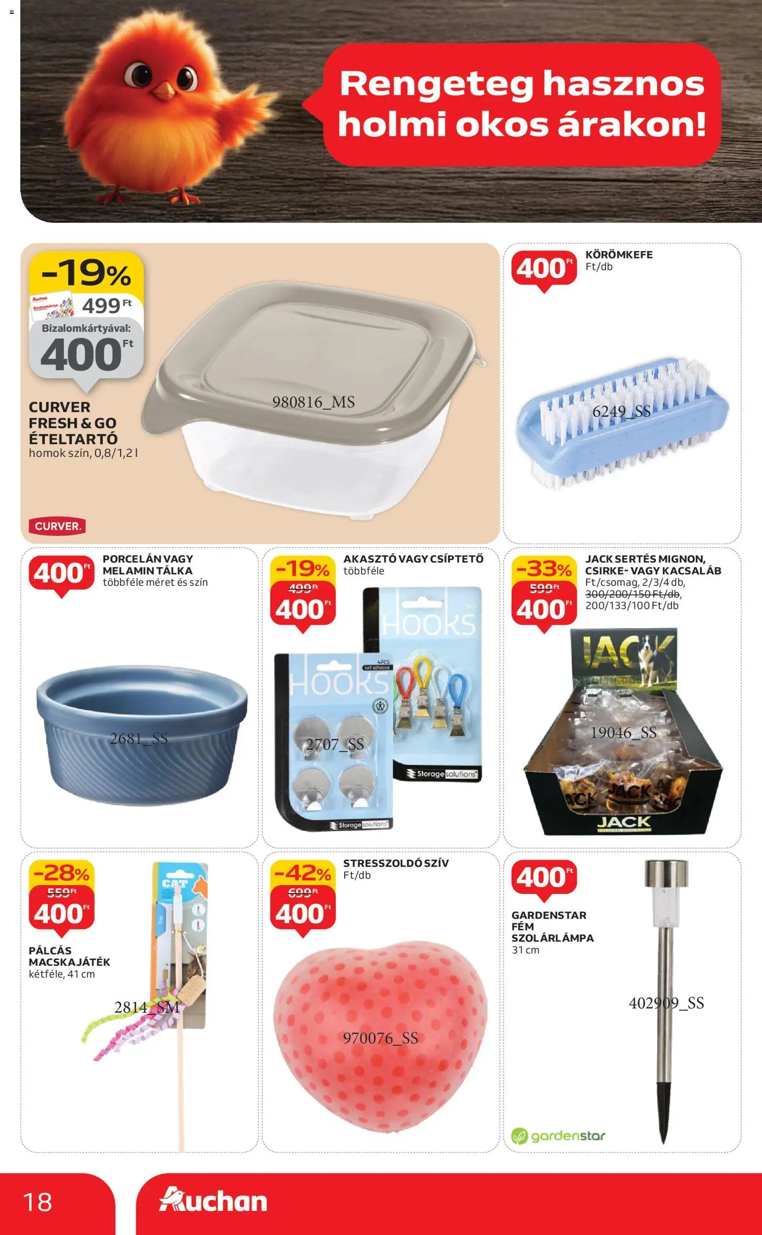 Auchan akciós ujság - amely érvényes a következő dátumtól: 15.01.2026 | Oldal: 18 | Termékek: Ételtartó, Körömkefe, Szolárlámpa