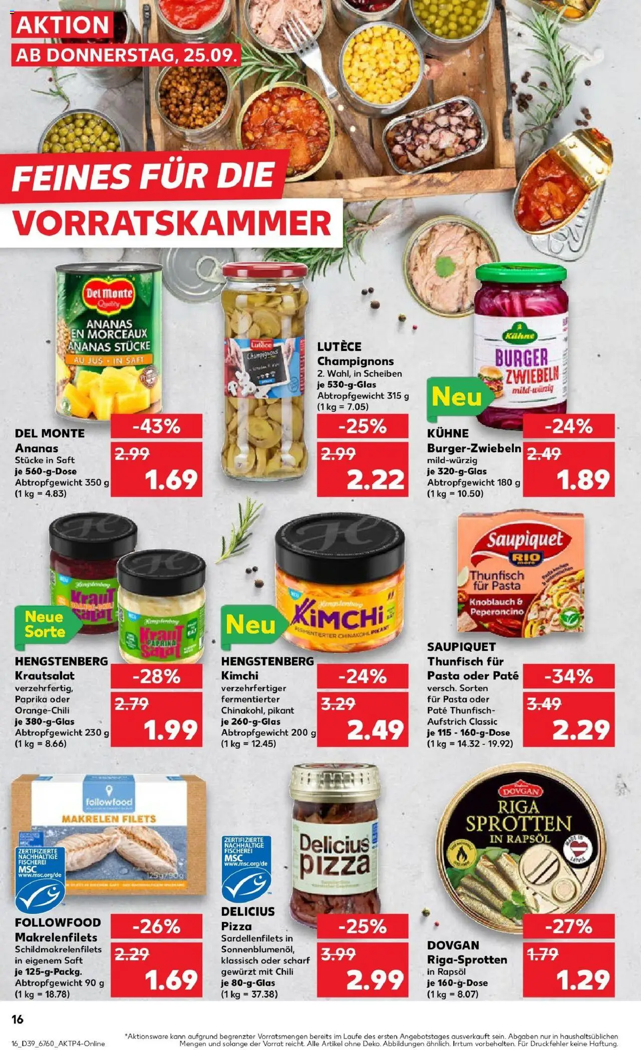 Kaufland prospekt Dörfles-Esbach	 – gültig ab 25.09.2025 | Seite: 16 | Produkte: Burger, Ananas, Champignons, Zwiebeln