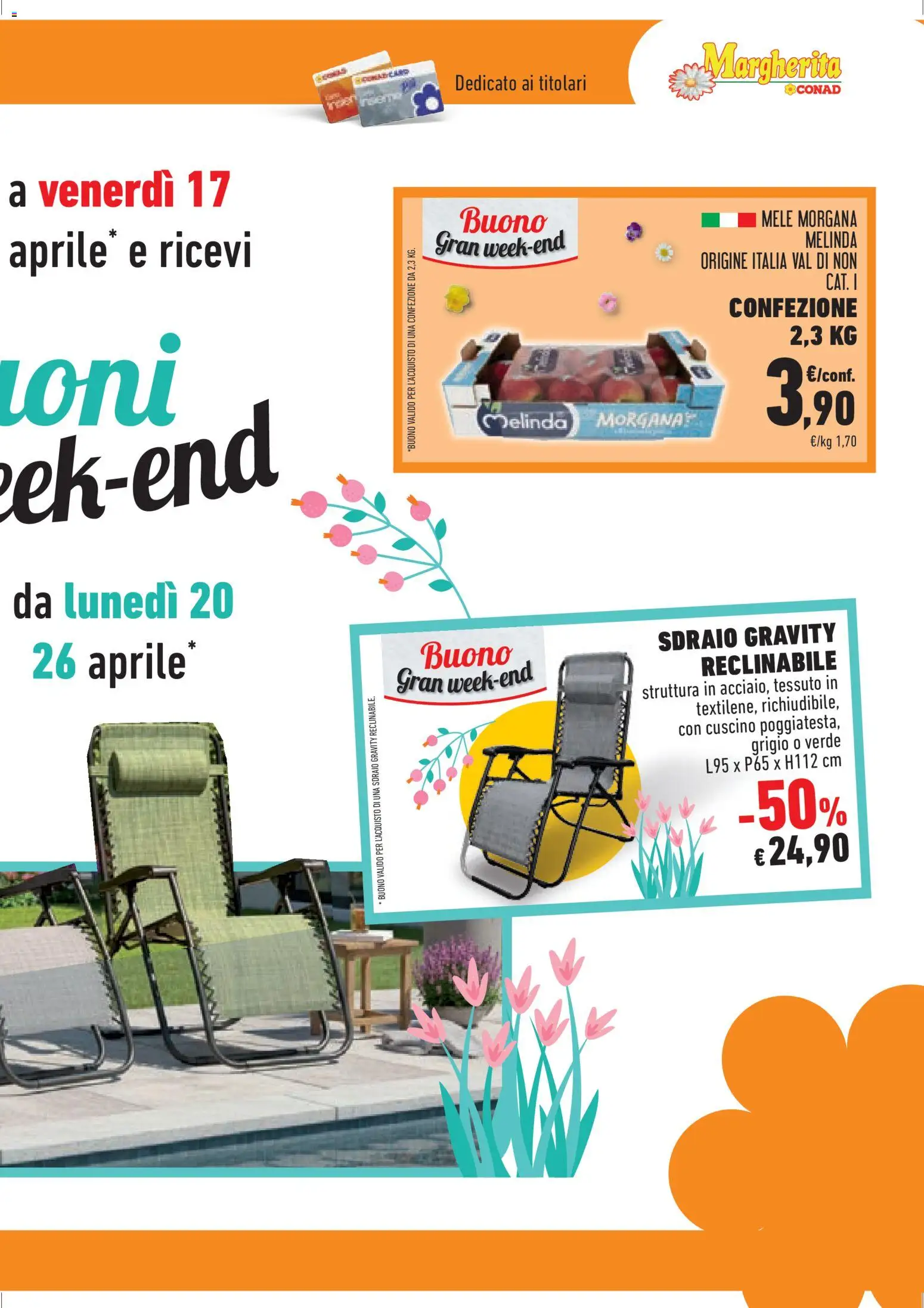 Volantino Conad del 08.04.2026 | Pagina: 23 | Prodotti: Mele, Sdraio, Cuscino