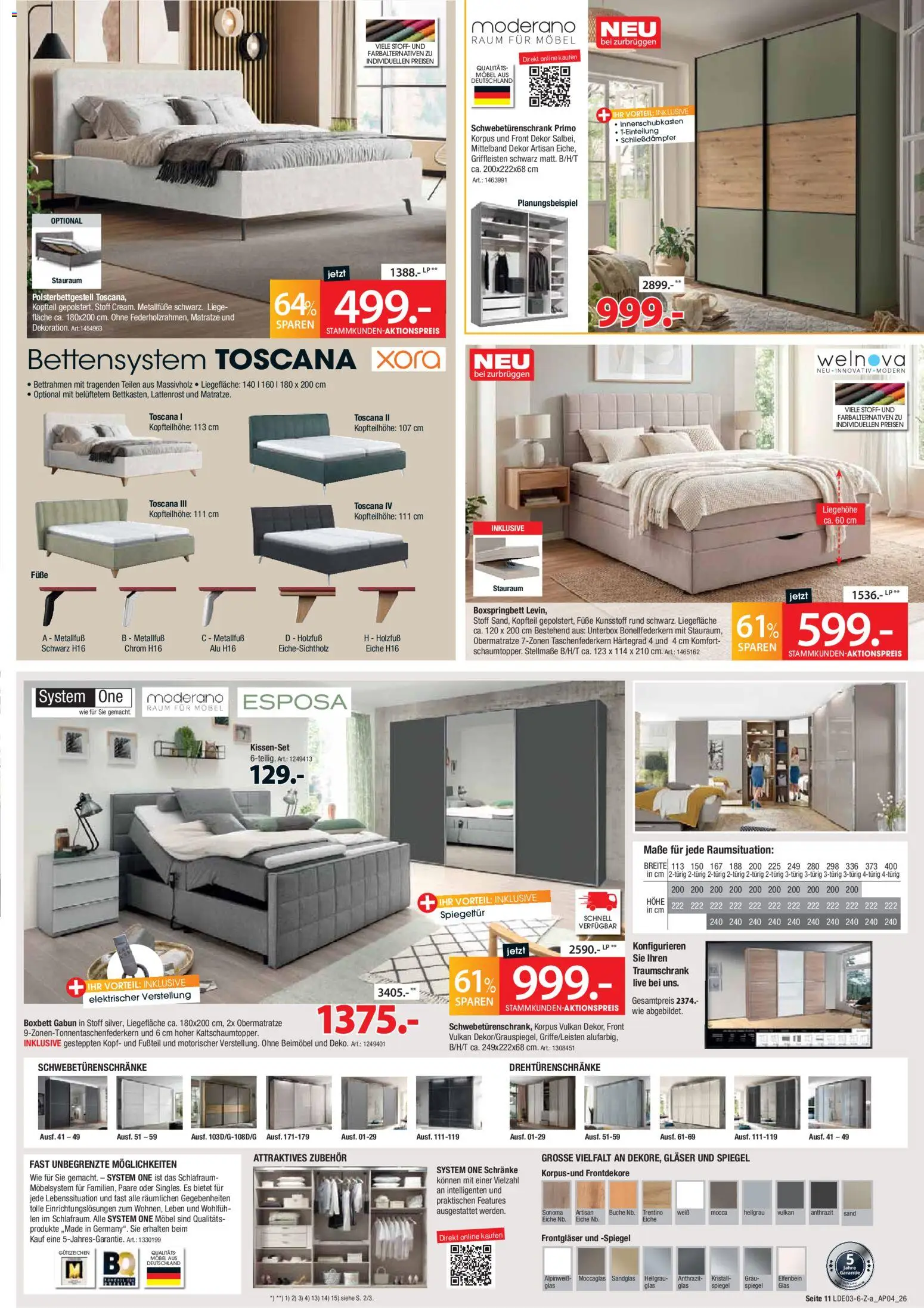 Zurbrüggen Best Deals – gültig ab 28.03.2026 | Seite: 11 | Produkte: Matratze, Lattenrost, Schwebetürenschrank, Liege