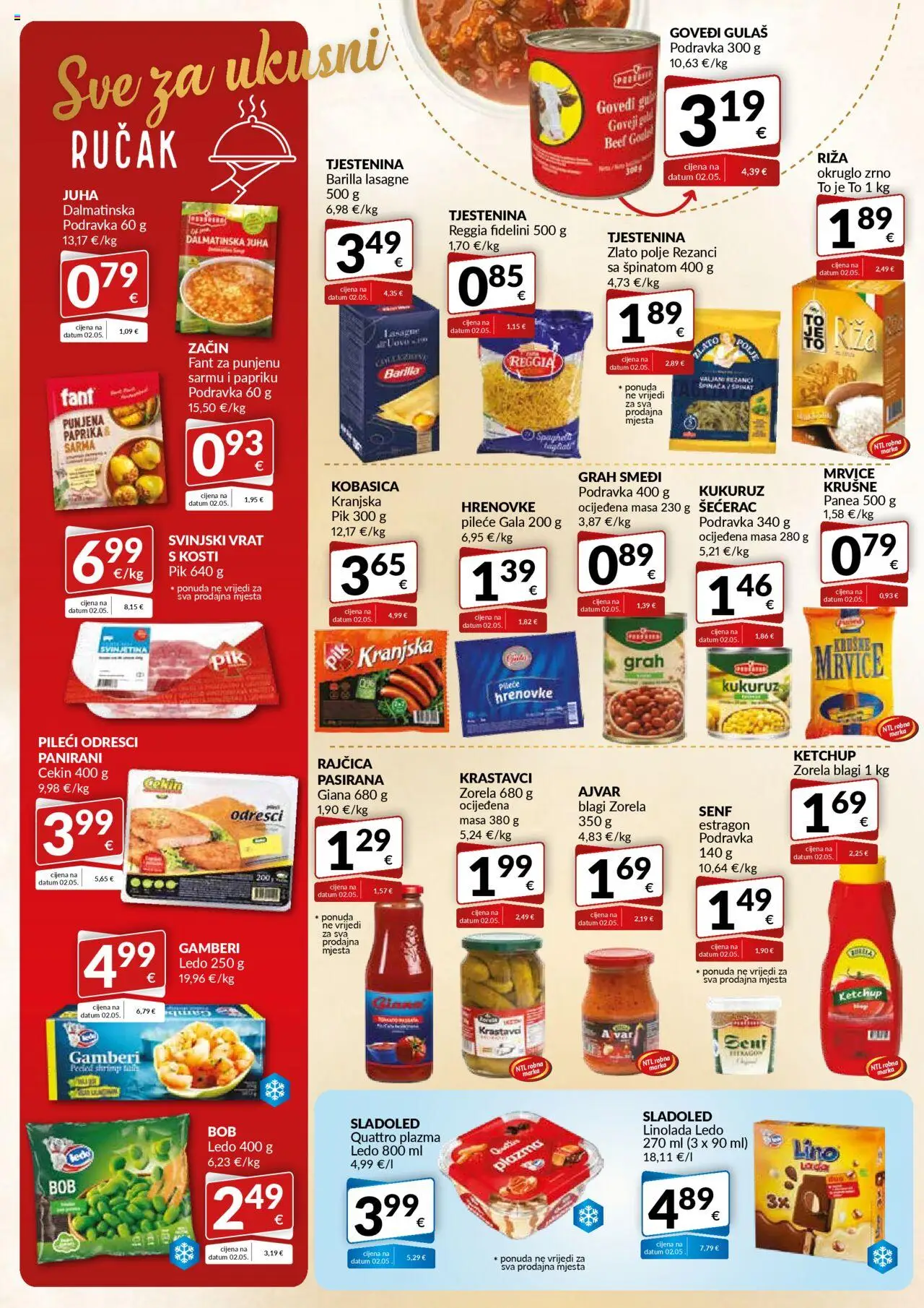 Bakmaz katalog | vrijedi od 28.08.2025 | Stranica: 4 | Proizvodi: Špinat, Rezanci, Tjestenina, Senf