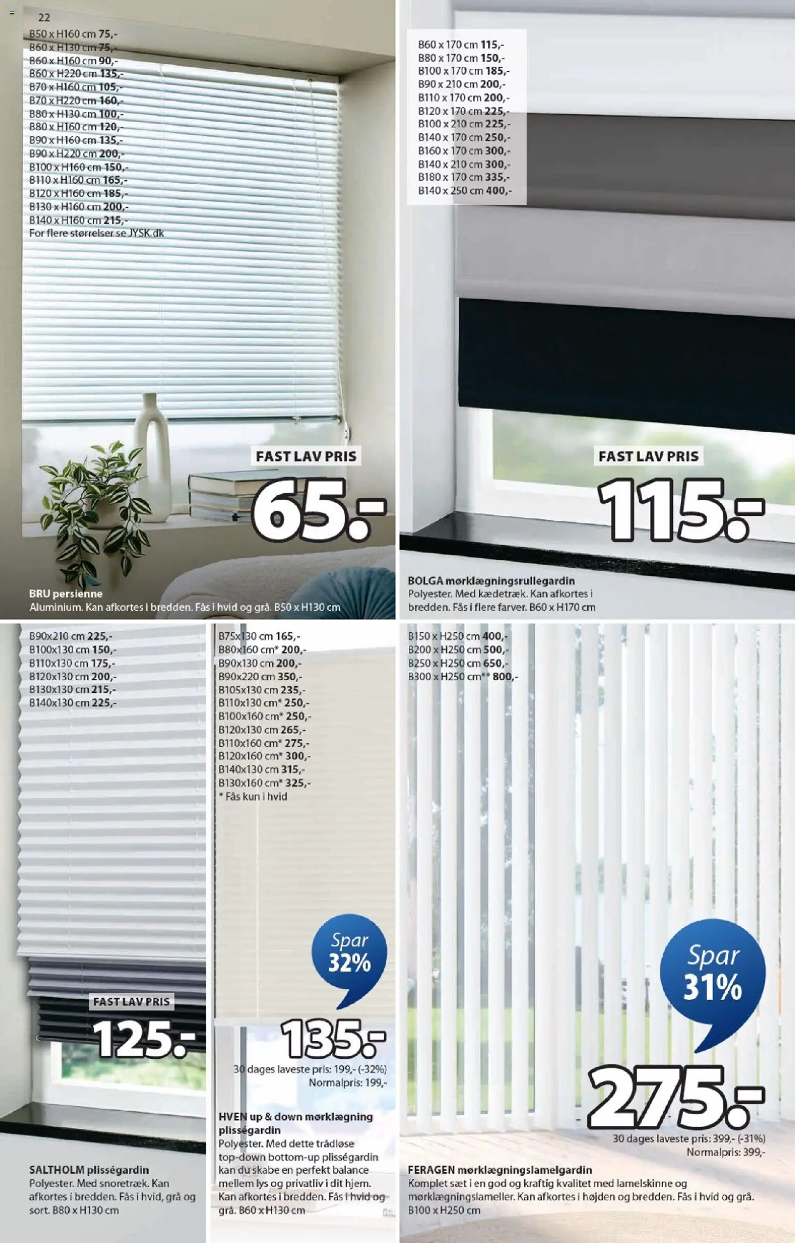 JYSK tilbudsavis – gyldig fra 30.01.2026 | Side: 22 | Produkter: Plisségardin