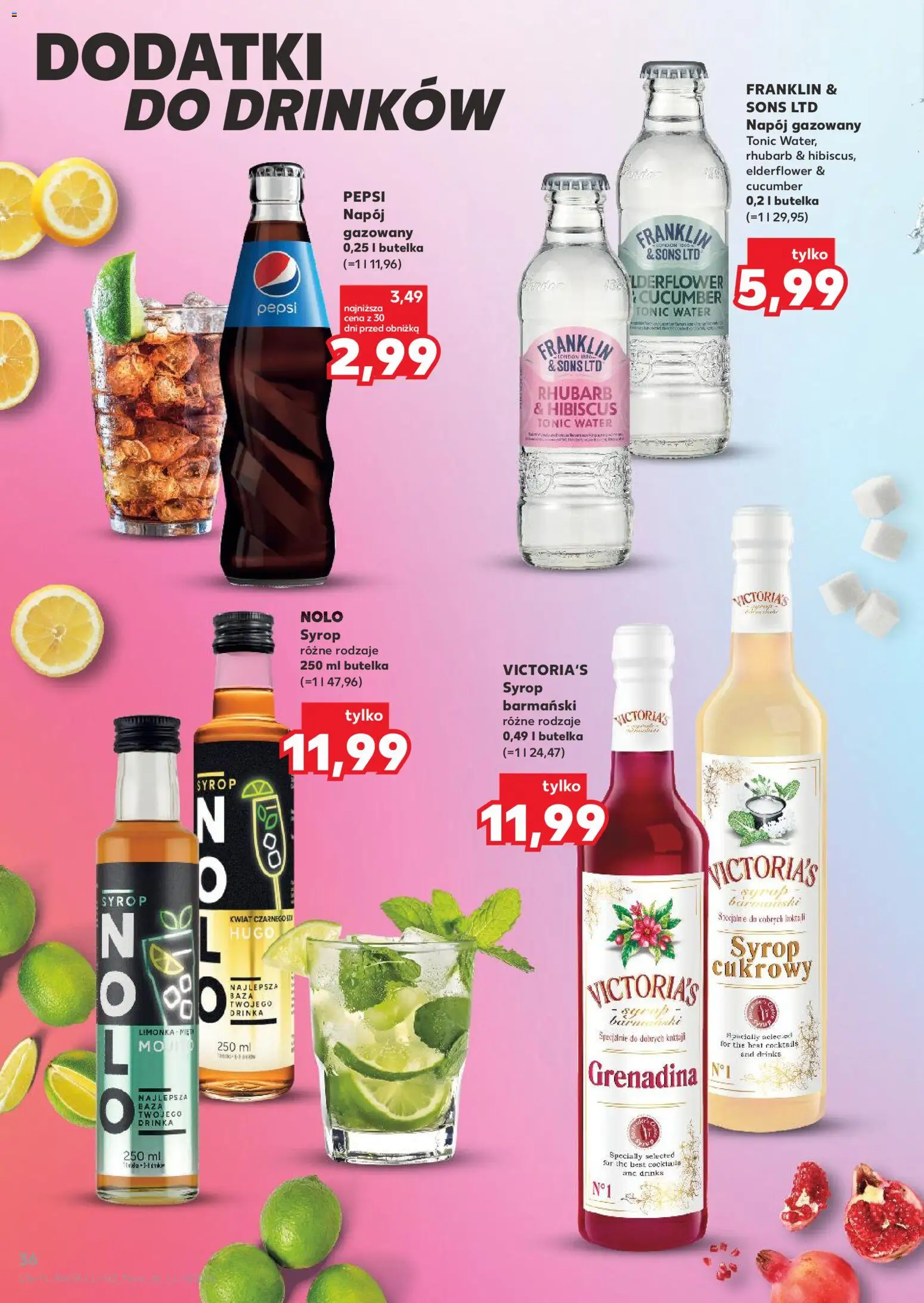 Kaufland Polsko leták - Barek od 29.04.2026 | Strana: 36 | Produkty: Grenadina, Pepsi, Tonic Water, Tonic