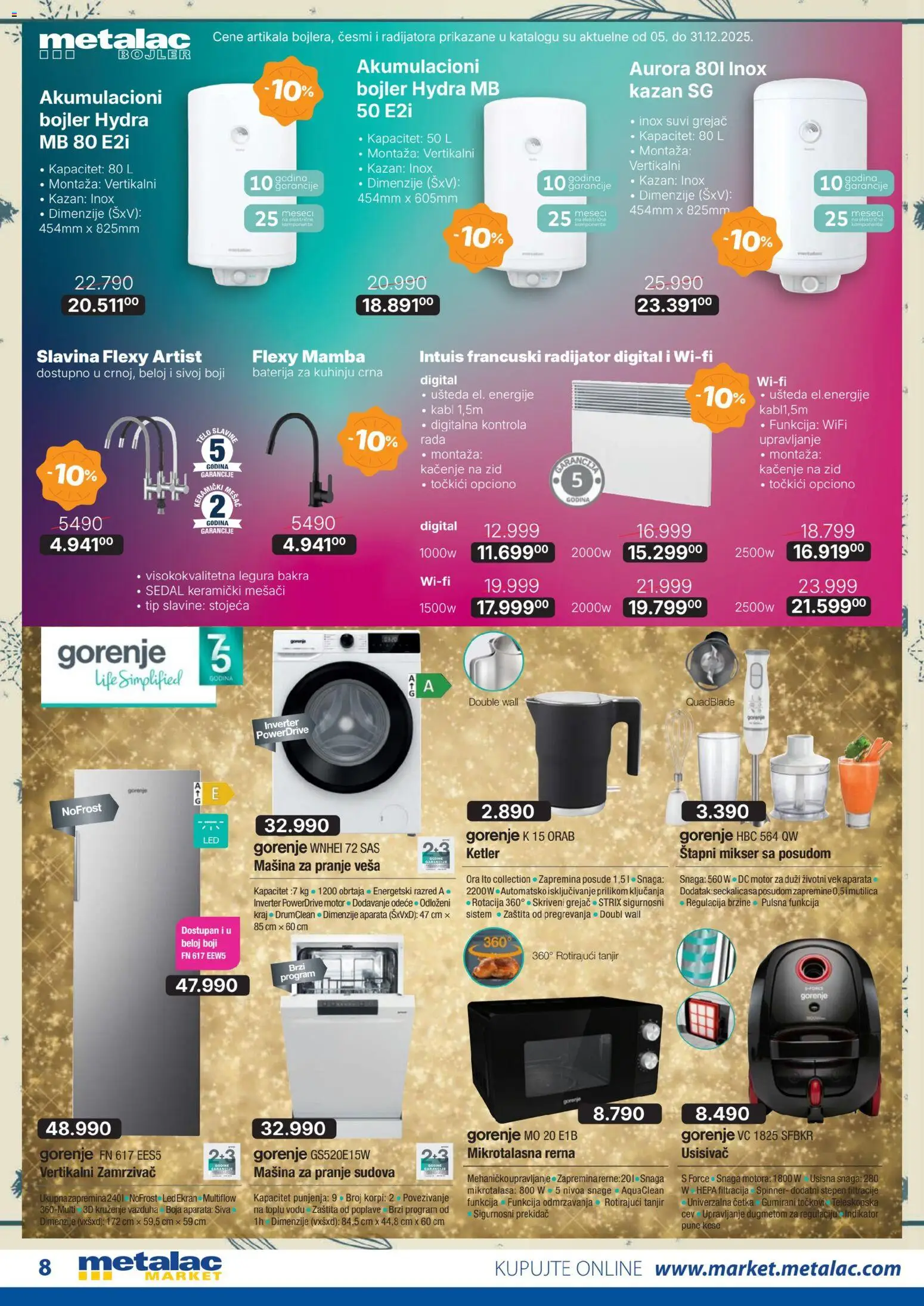 Metalac Market katalog - važi od 01.12.2025 | Strana: 8 | Proizvode: Mikser, Radijator, Štapni mikser, Rerna