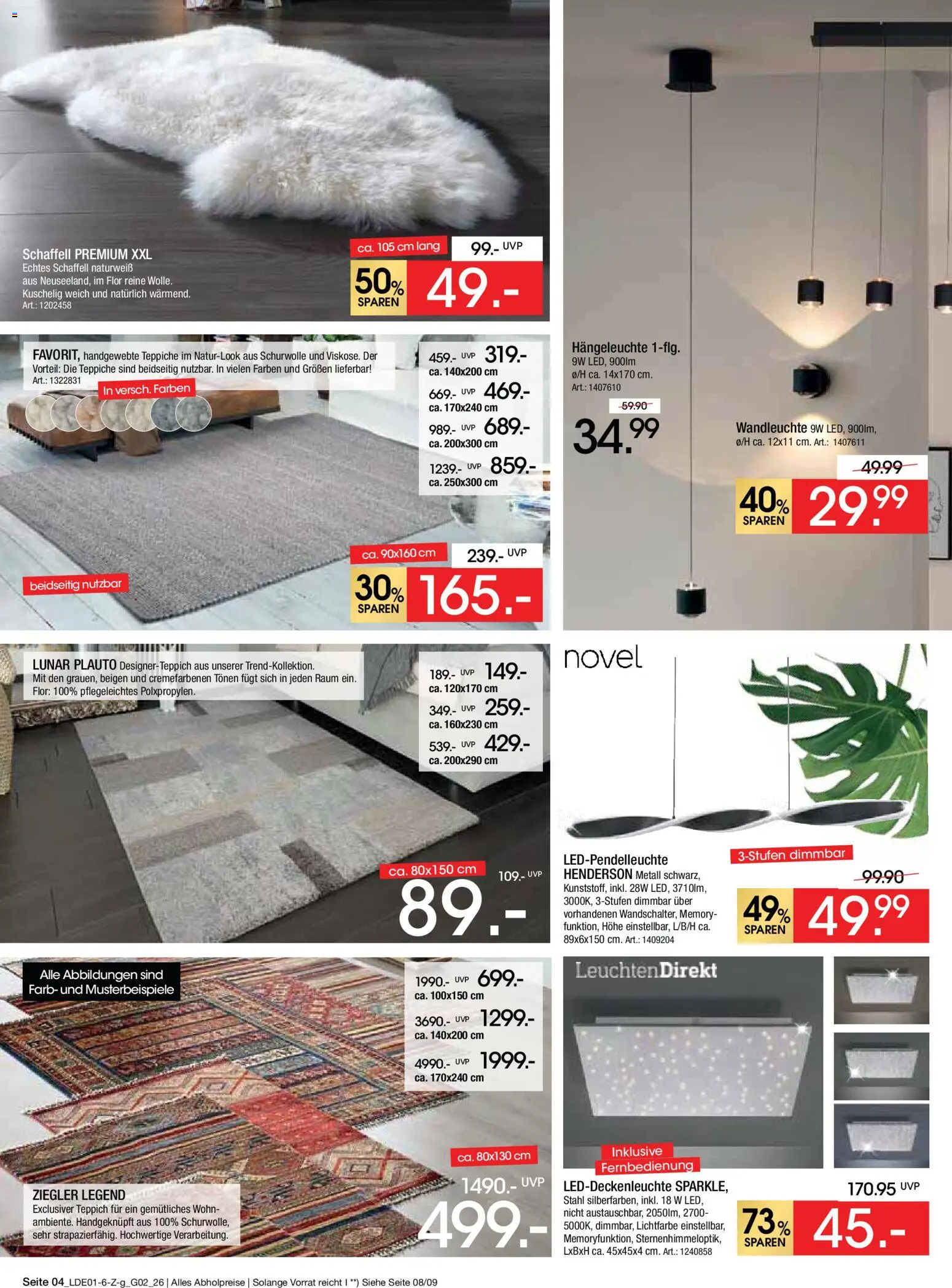 Zurbrüggen Große Marken-Sensation – gültig ab 31.01.2026 | Seite: 4 | Produkte: Teppich, Wandleuchte