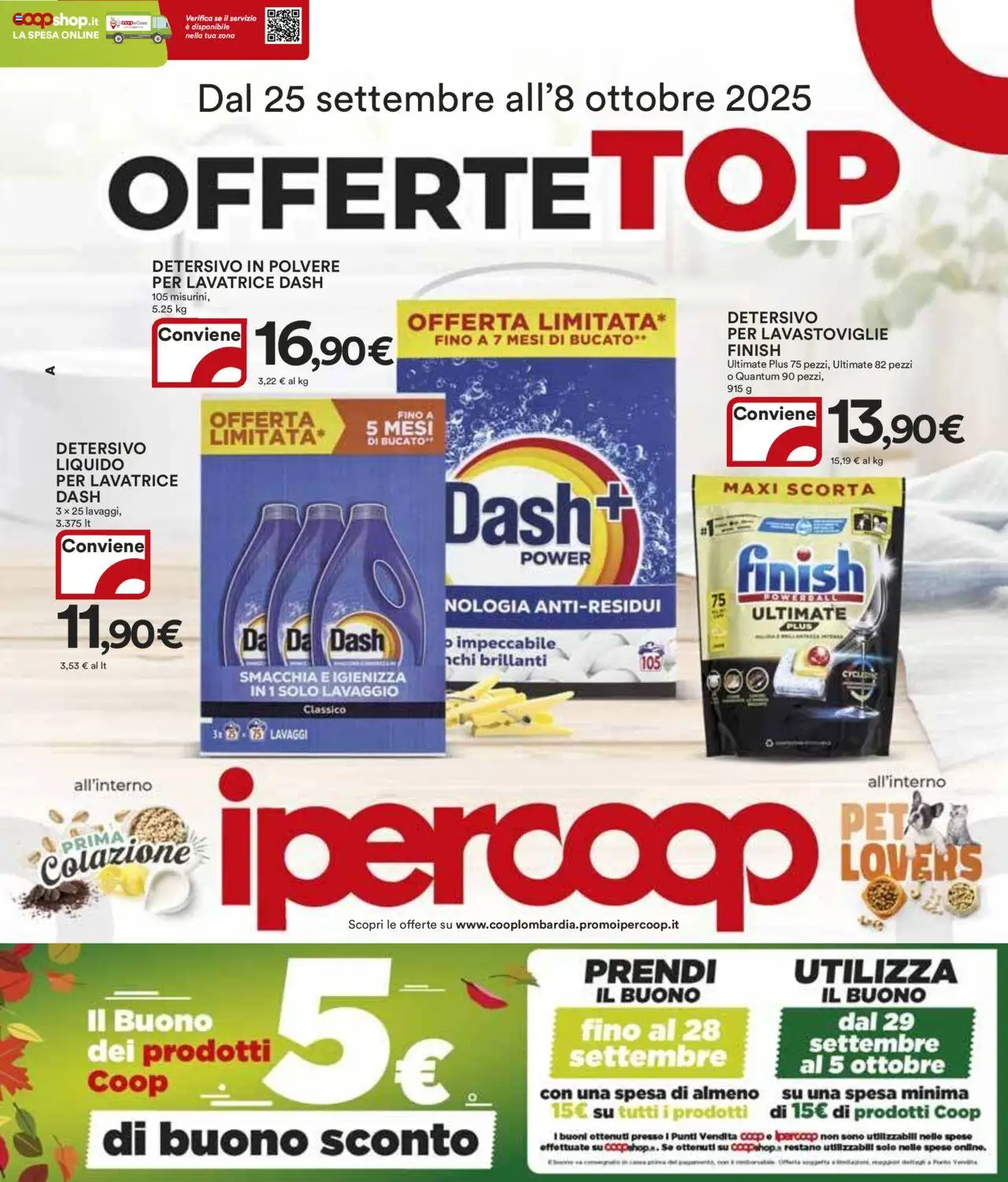 Volantino Ipercoop del 25.09.2025 | Pagina: 1 | Prodotti: Detersivo in polvere, Lavatrice, Lavastoviglie