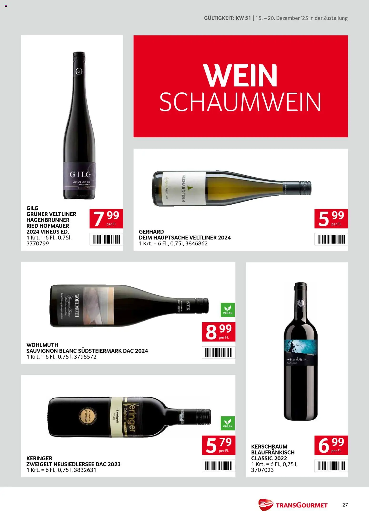 Transgourmet Zustellaktion gültig ab 15.12.2025 | Seite: 27 | Produkte: Wein
